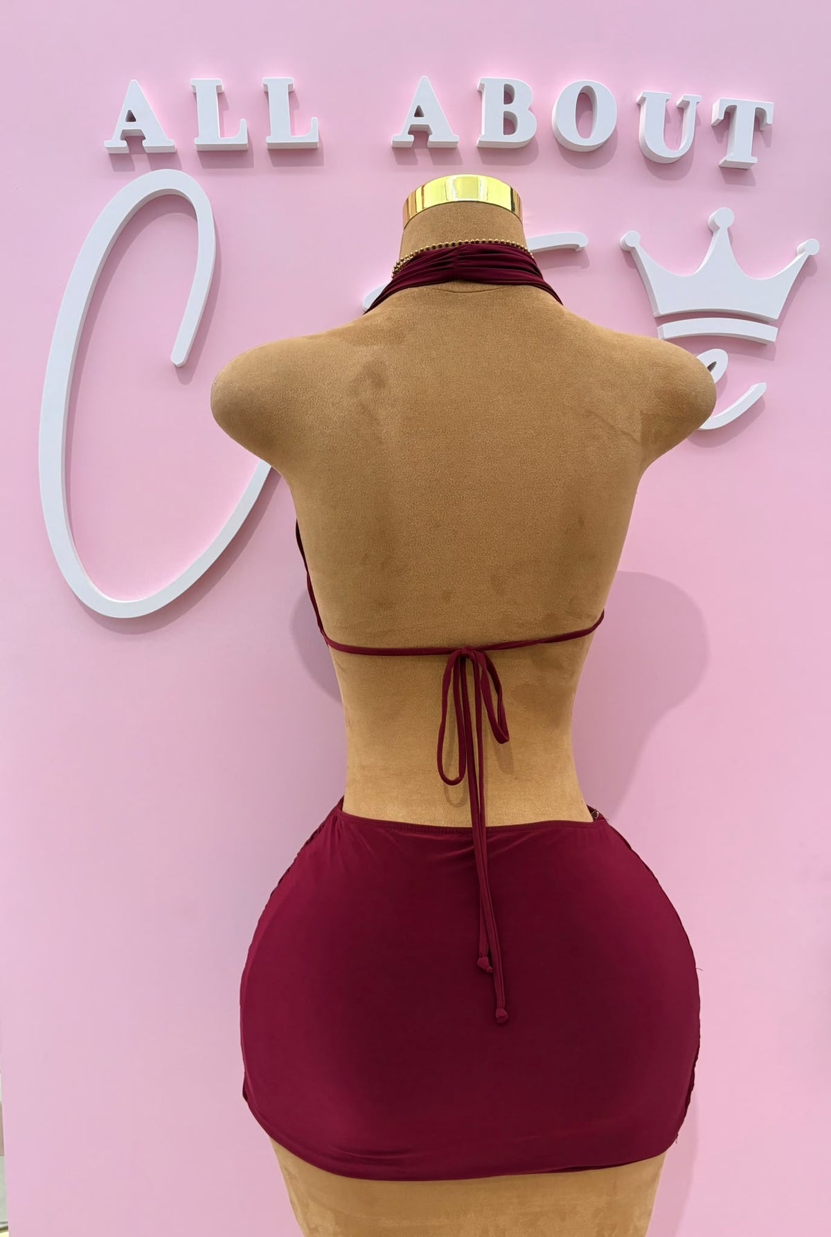 Burgundy Cutout Mini Dress