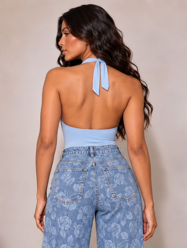 Rose Denim Wide Leg Jeans