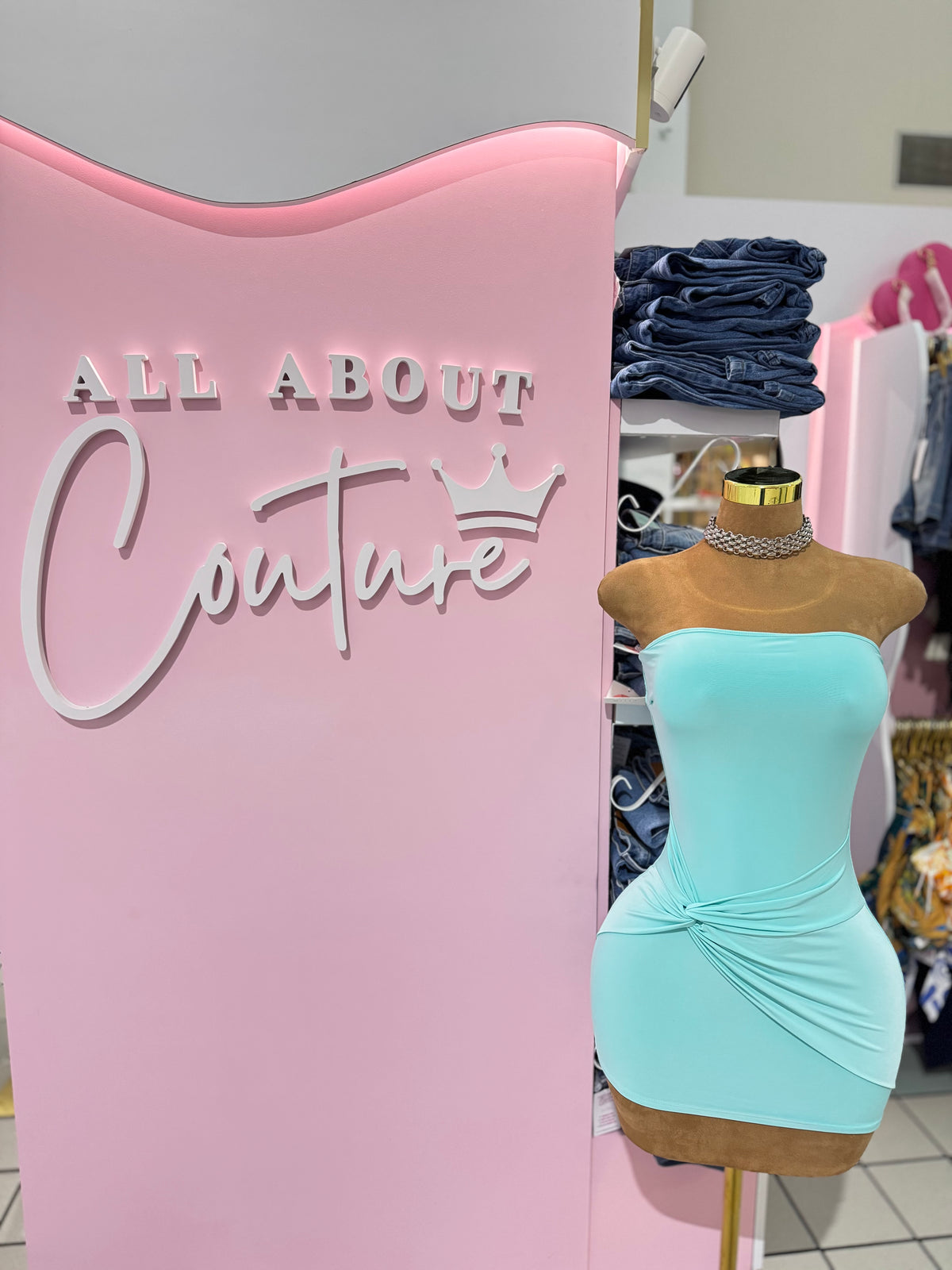 Aqua Twist Mini Dress