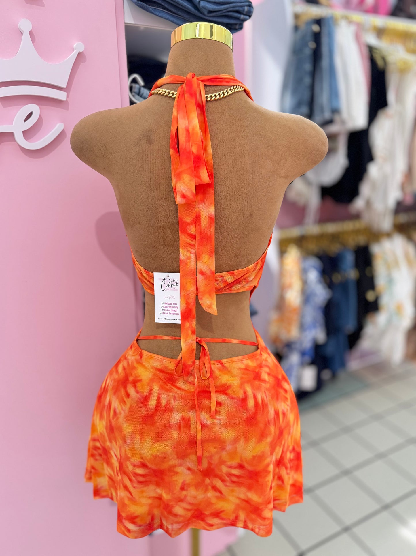 Sunset Glow Halter Mini Dress