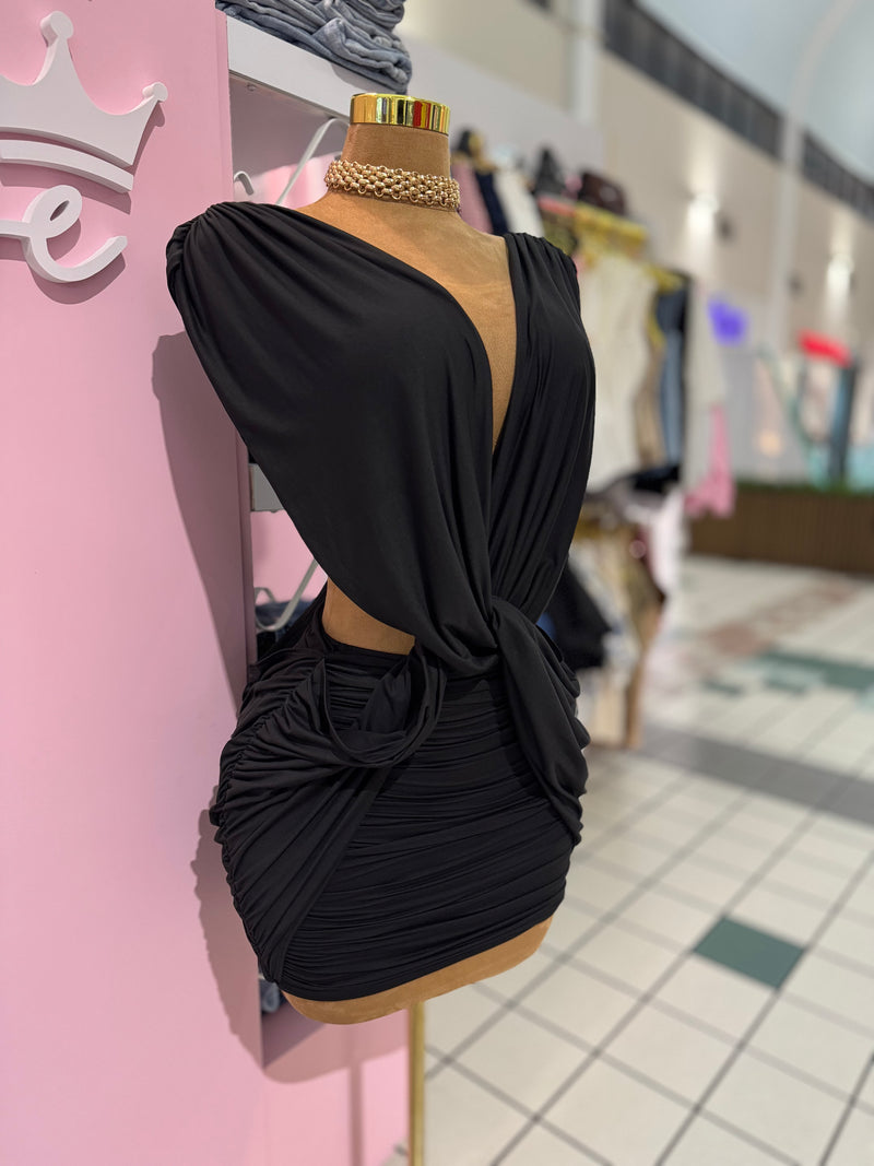 Twist Ruched Mini Dress