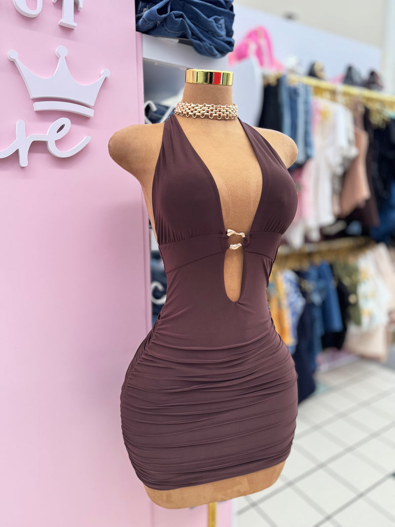 Golden Touch Halter Mini Dress – Br