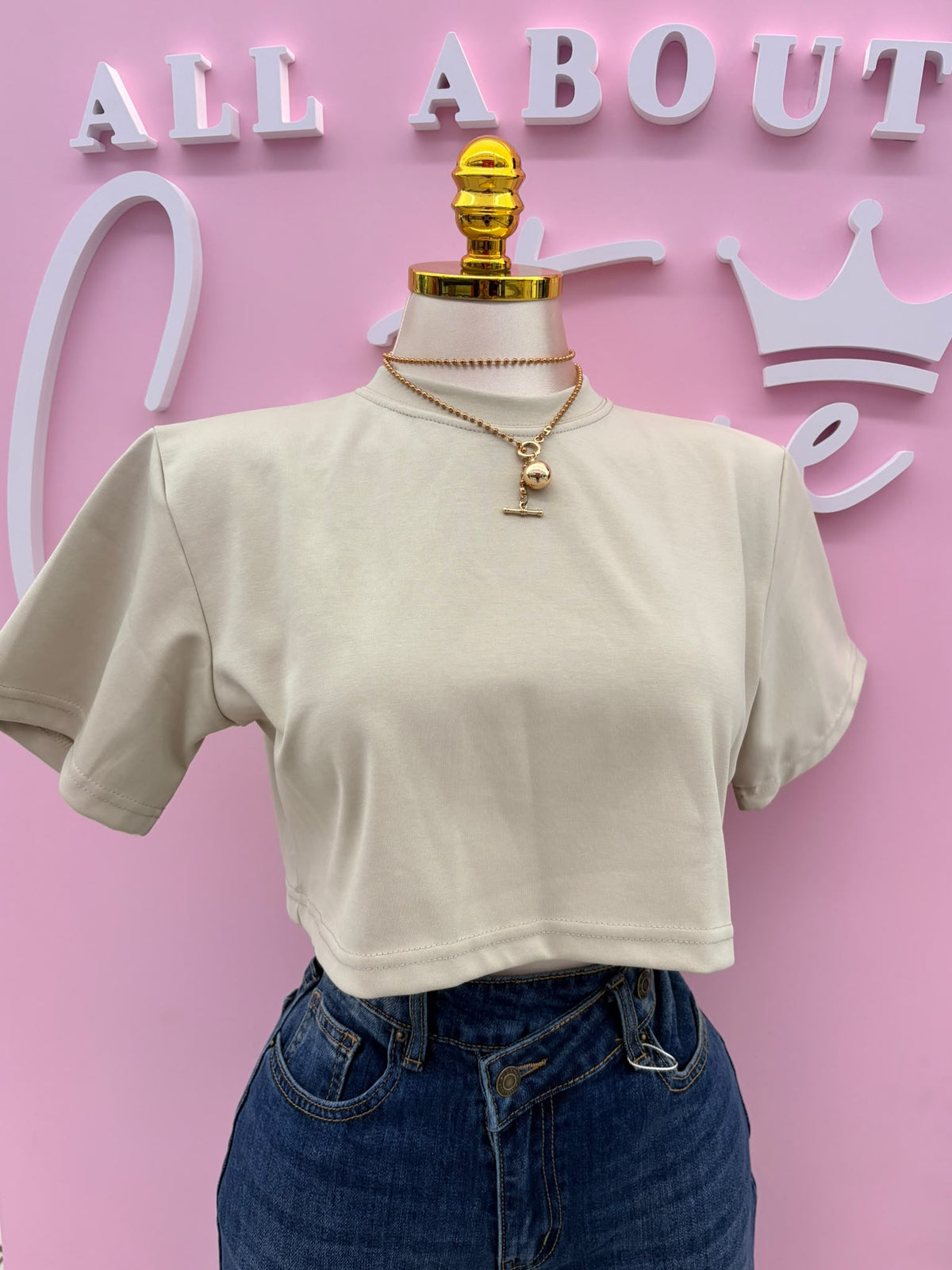 Everyday Oversized Crop Top – Light Olive