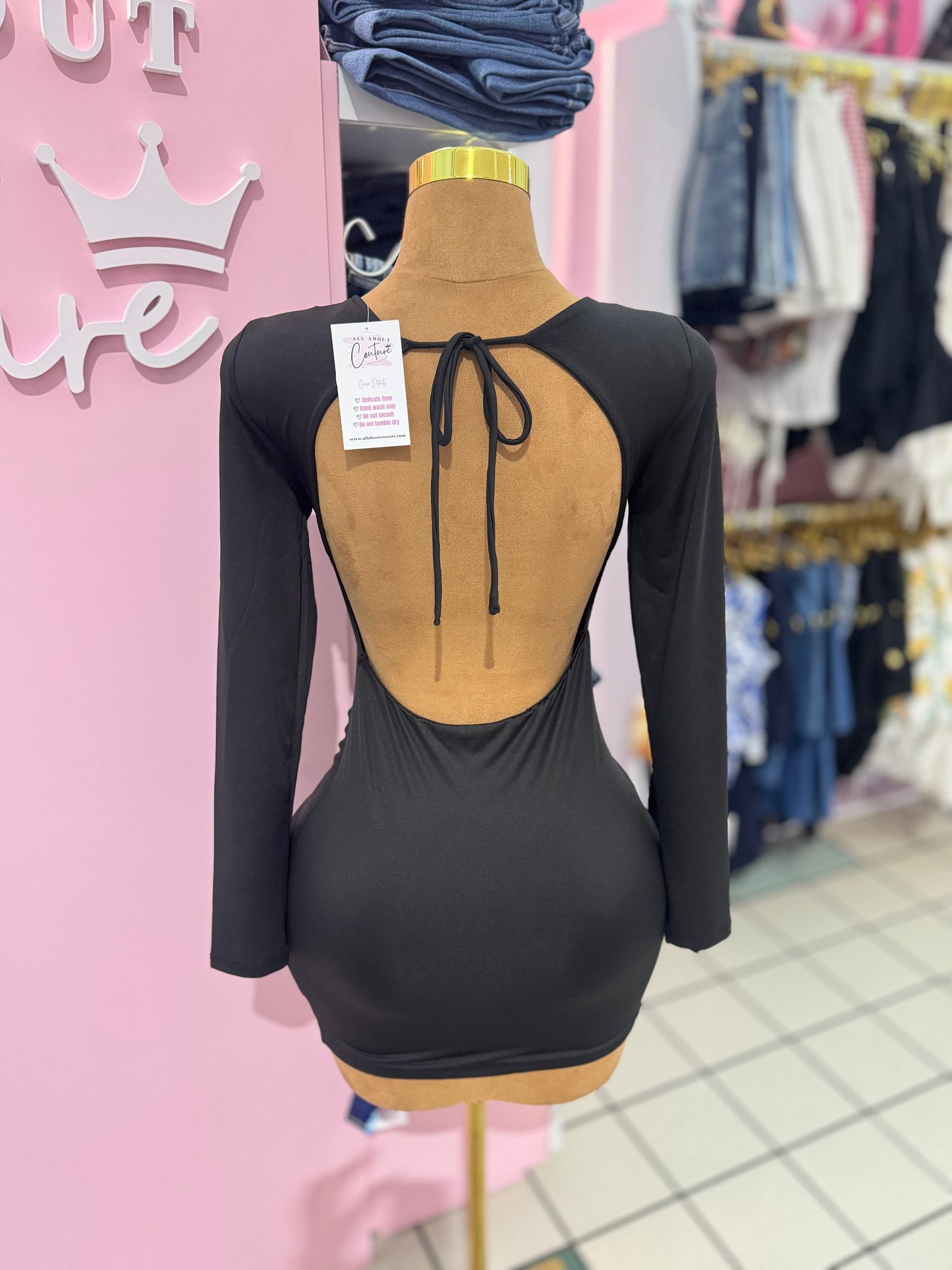 Black Open Back Mini Dress