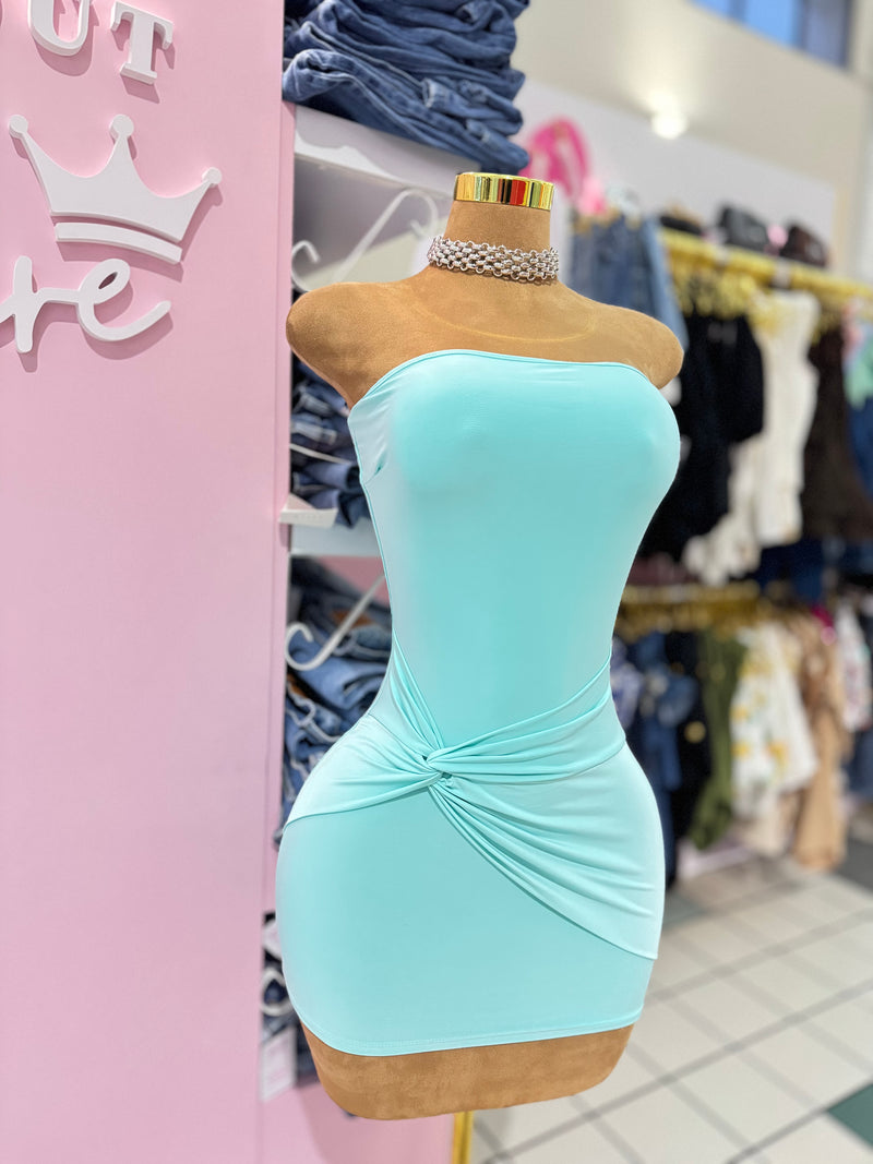 Aqua Twist Mini Dress