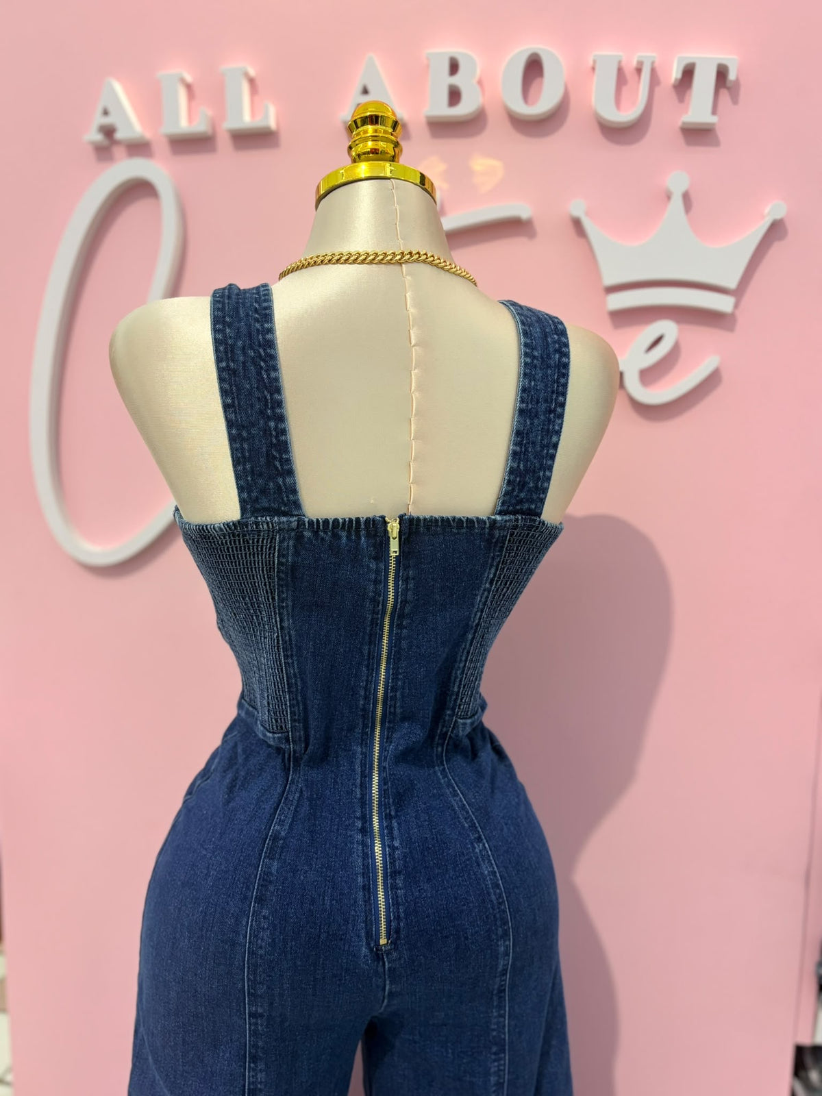 Golden Button Denim Jumpsuit