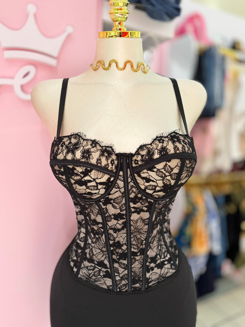 Lace Obsession Corset Top – Black
