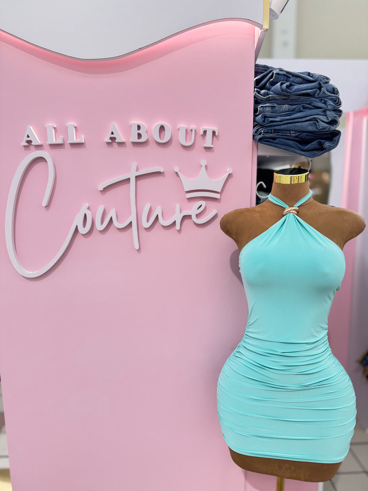 Aqua Mini Dress