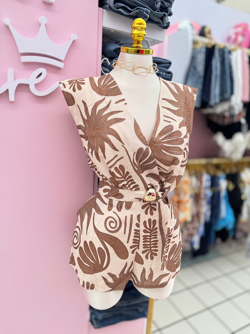 Cocoa Coast Belted Short Set