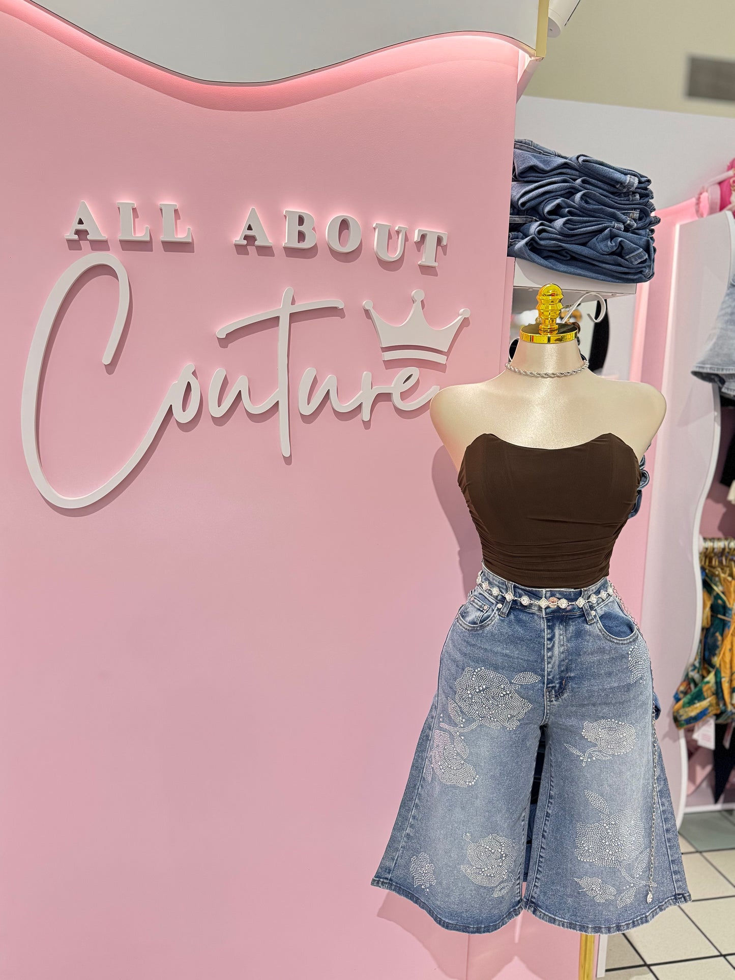 Crystal Rose Bermuda Jeans