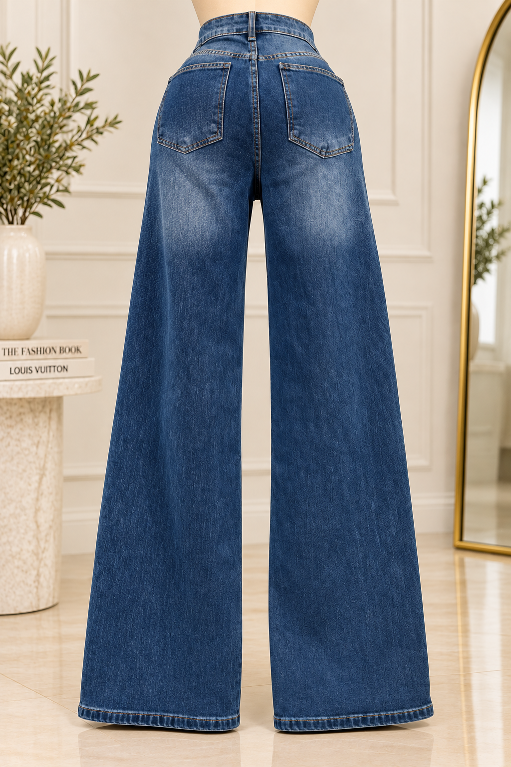 Crossover Waist Wide Leg Jeans