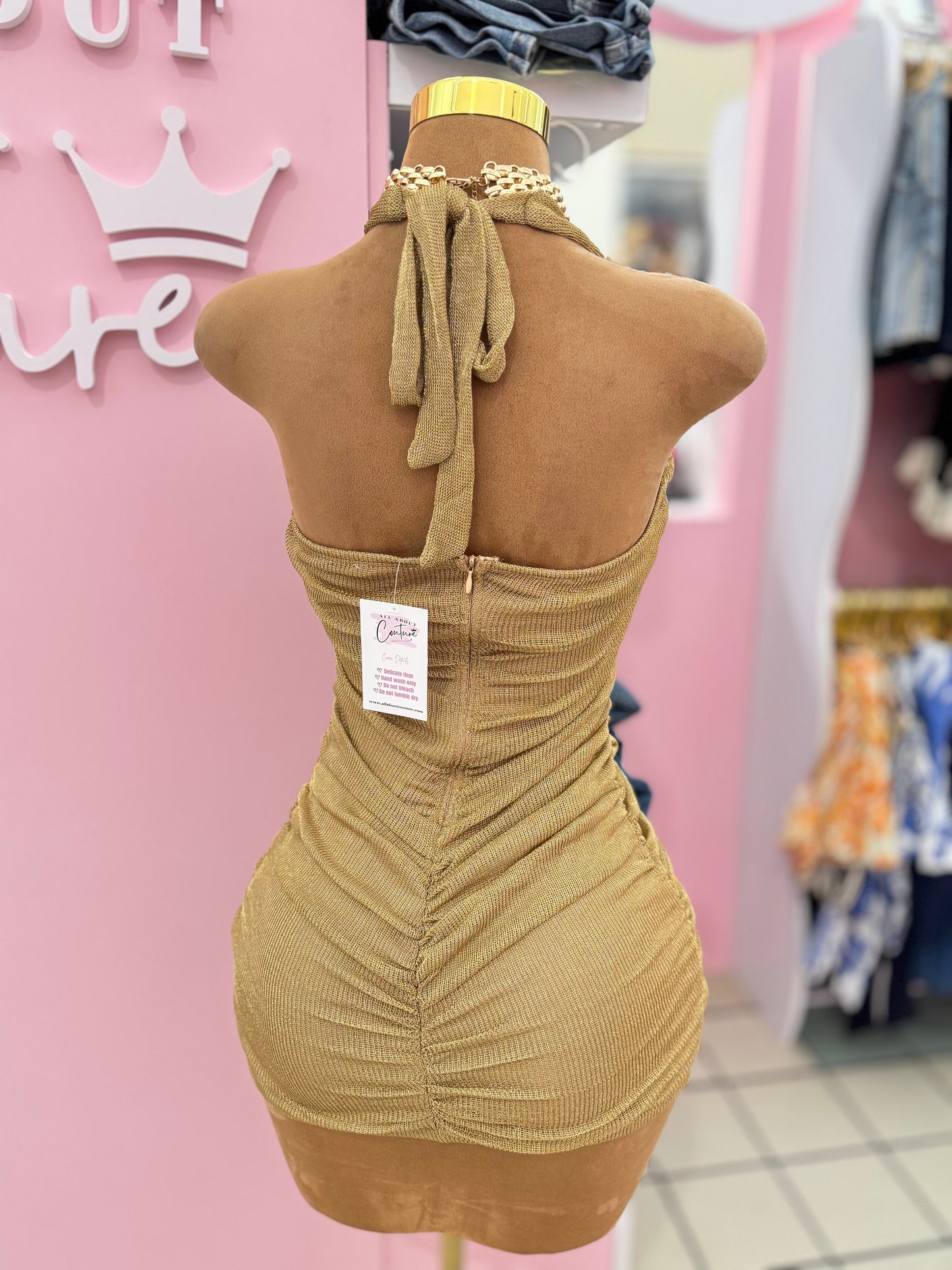 Golden Hour Ruched Mini Dress