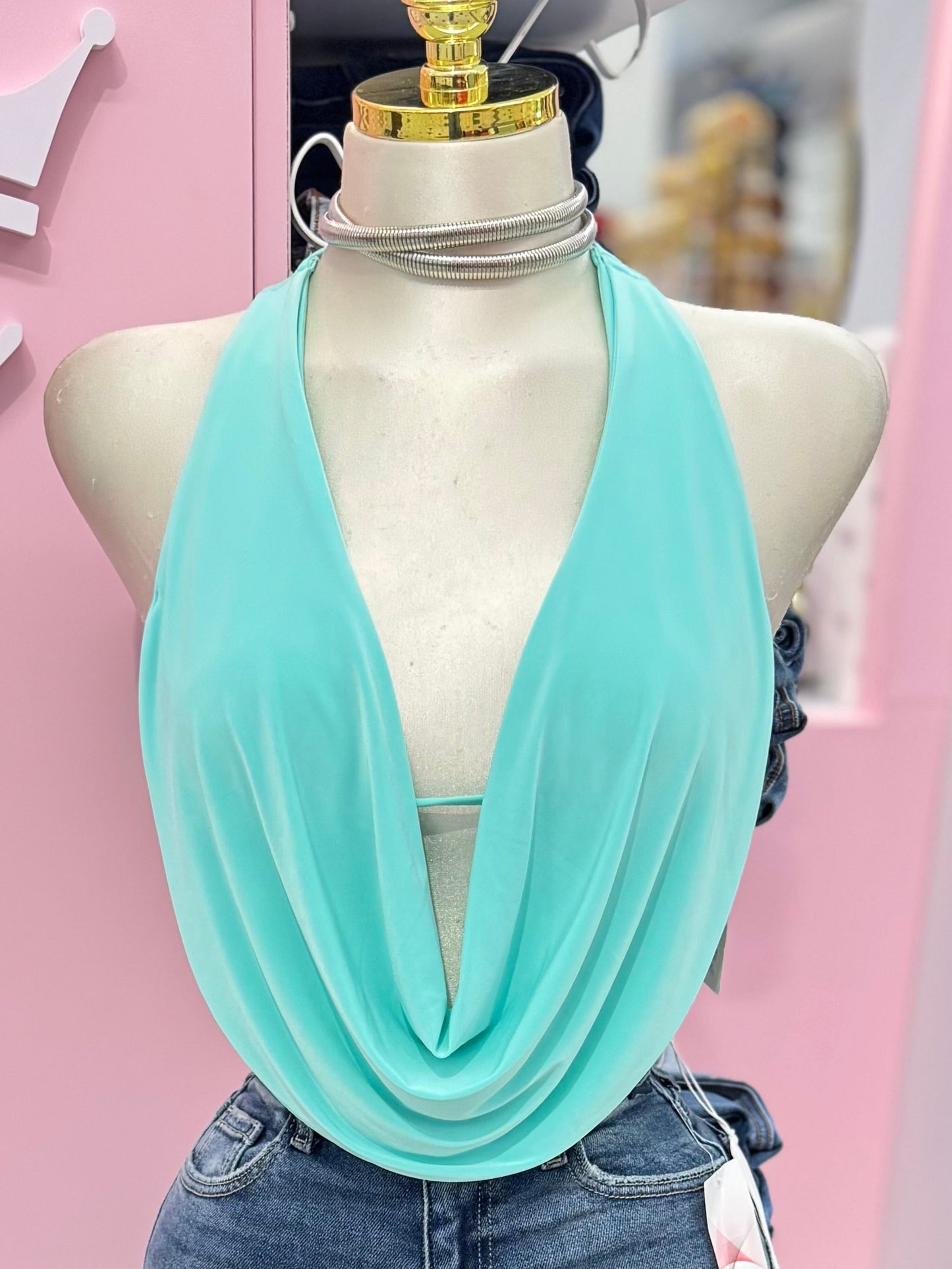 Draped Halter Top – Mint