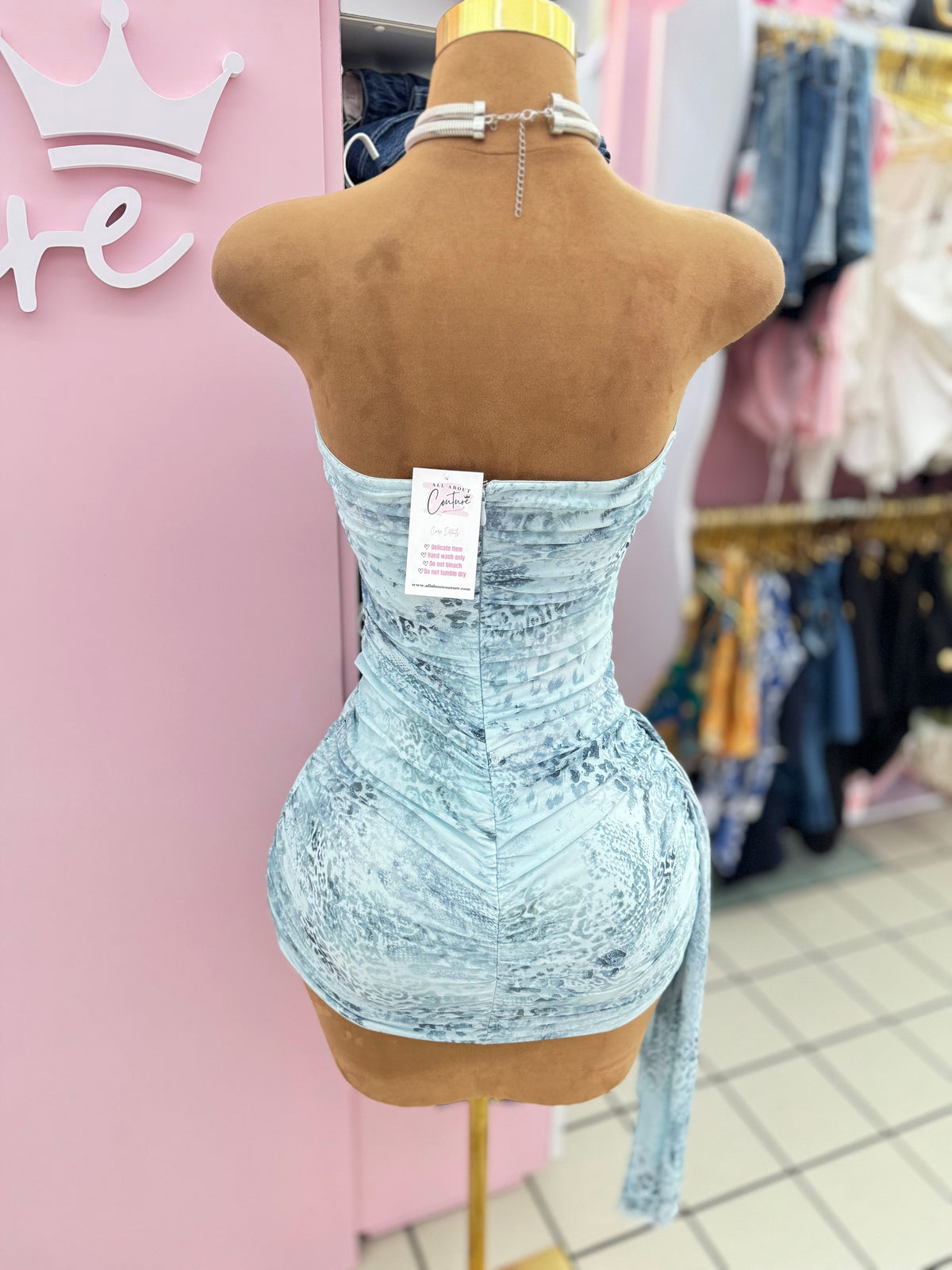 Wild Mist Strapless Mini Dress