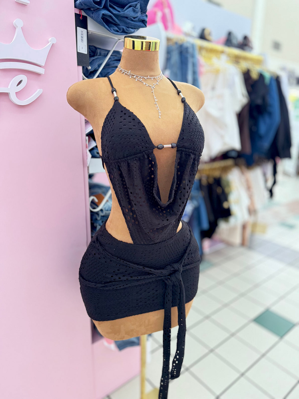 Cutout Mini Dress – Black