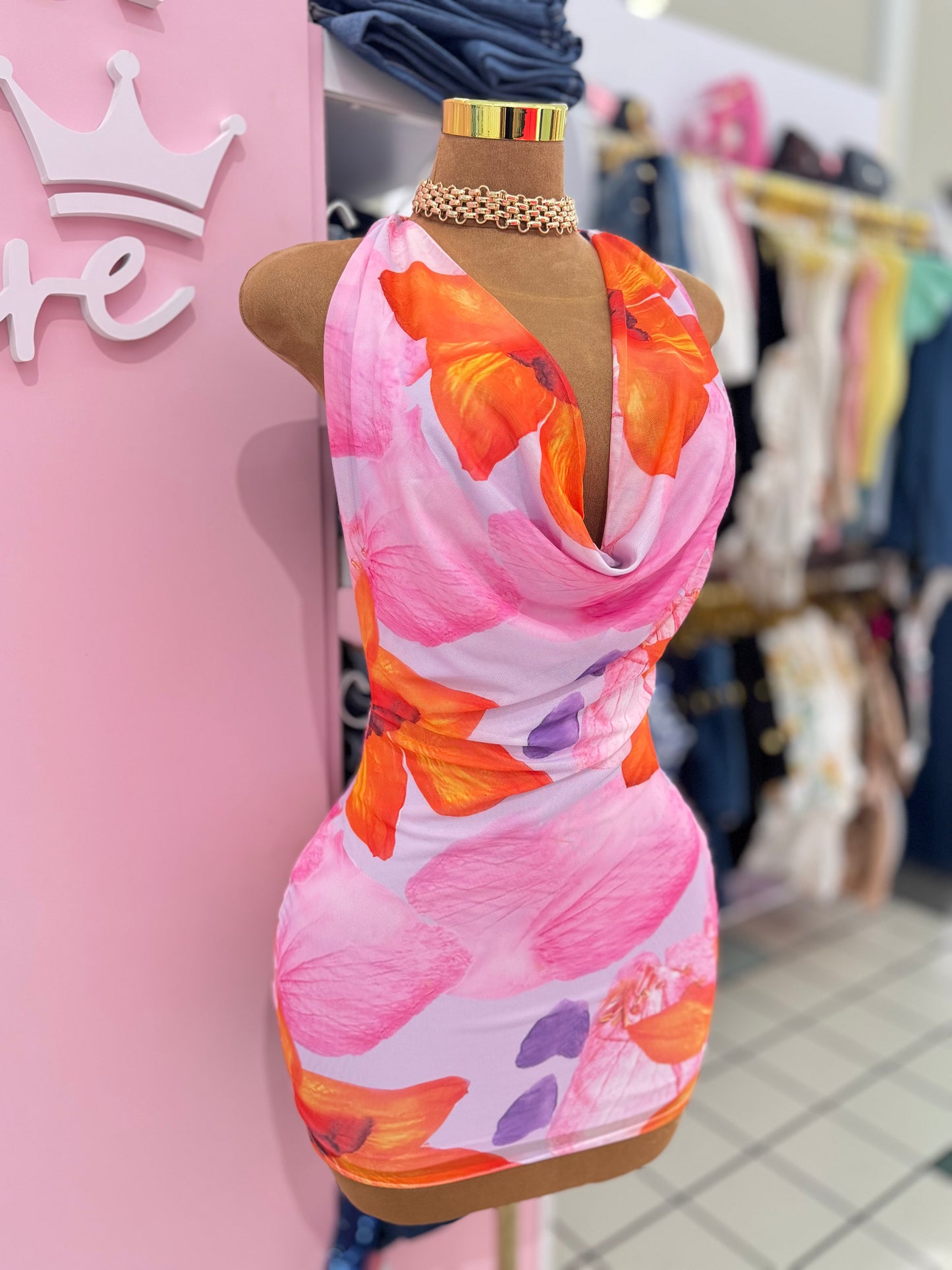 Floral Halter Mini Dress