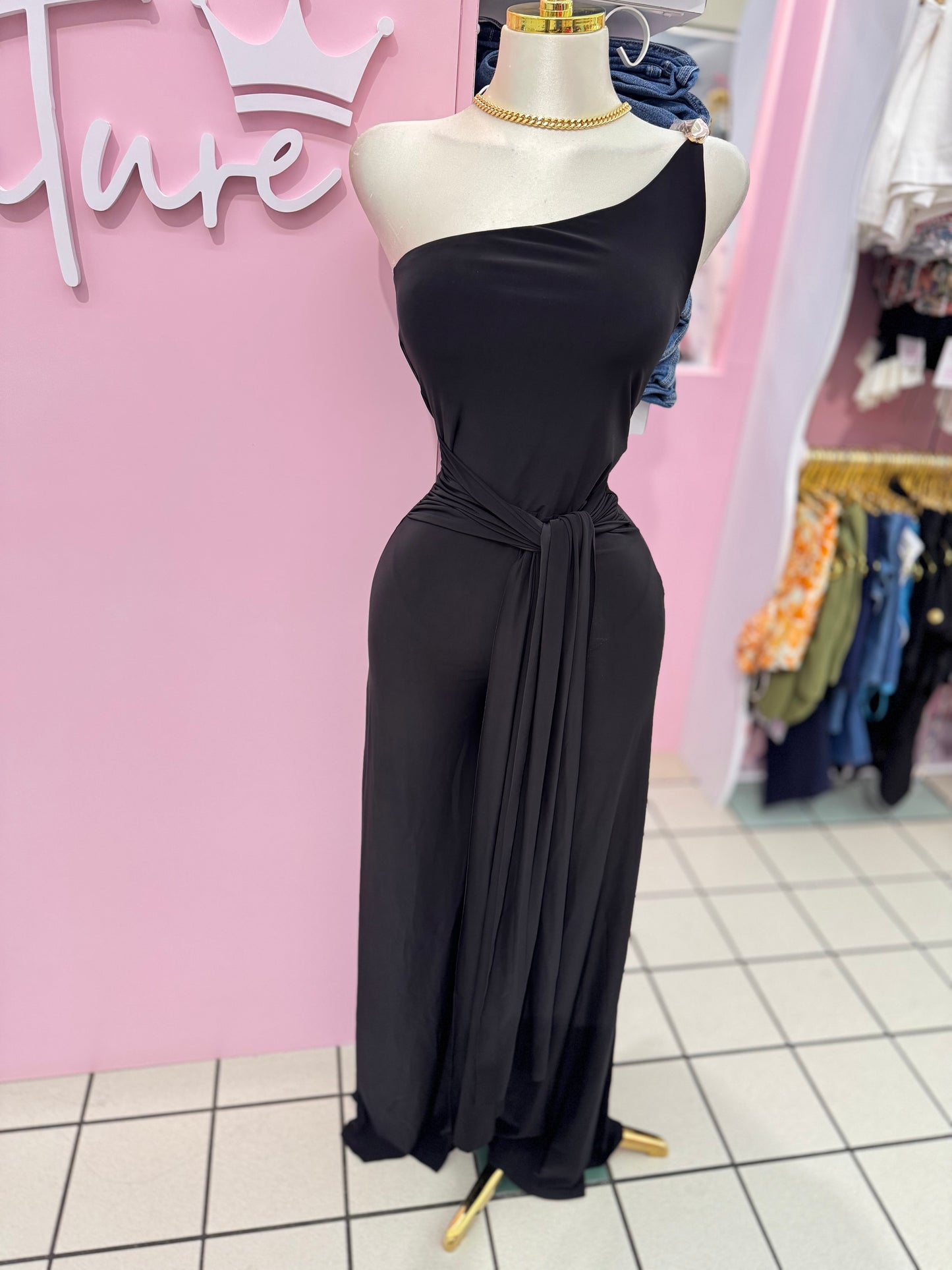 One-Shoulder Wide Leg Jumpsuit