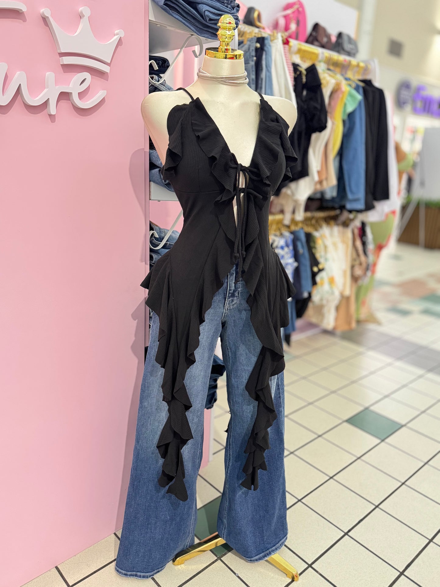 Ruffle Tie Front Top