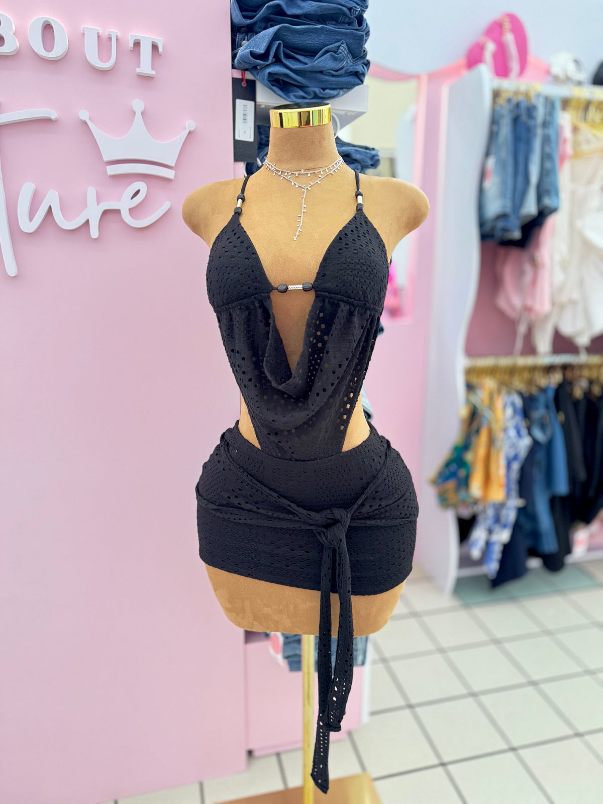 Cutout Mini Dress – Black