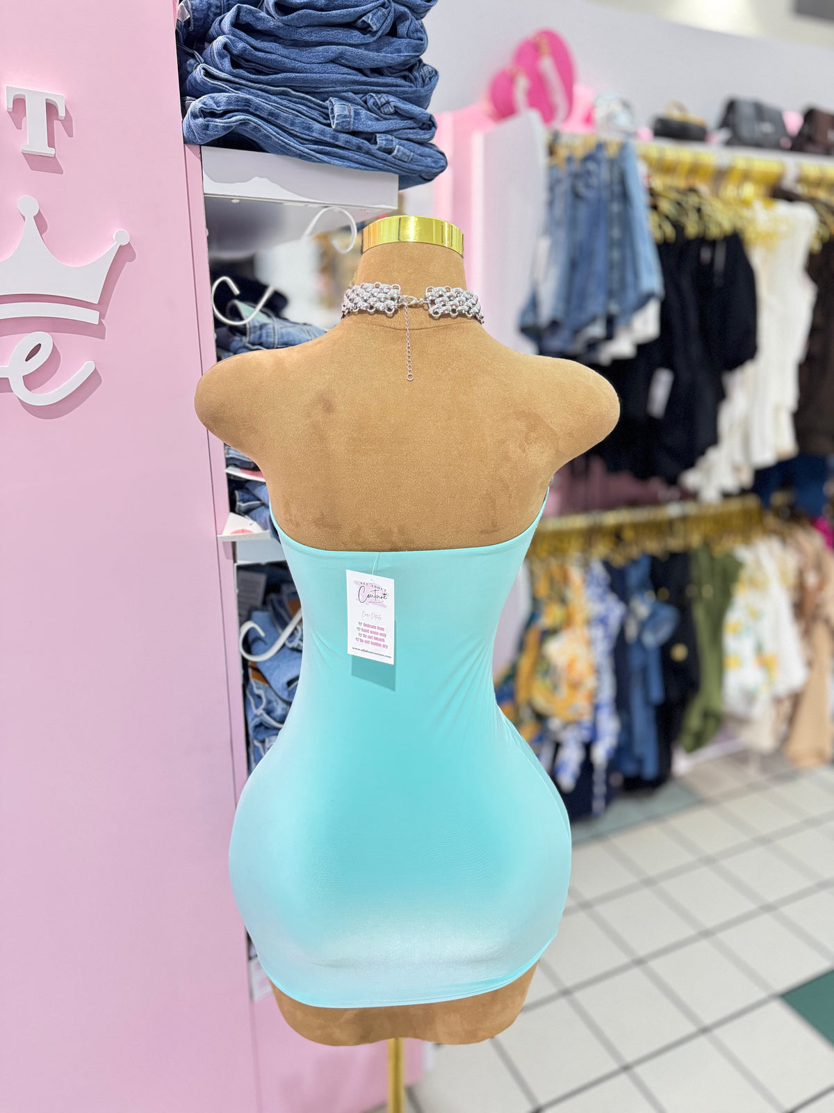 Aqua Twist Mini Dress