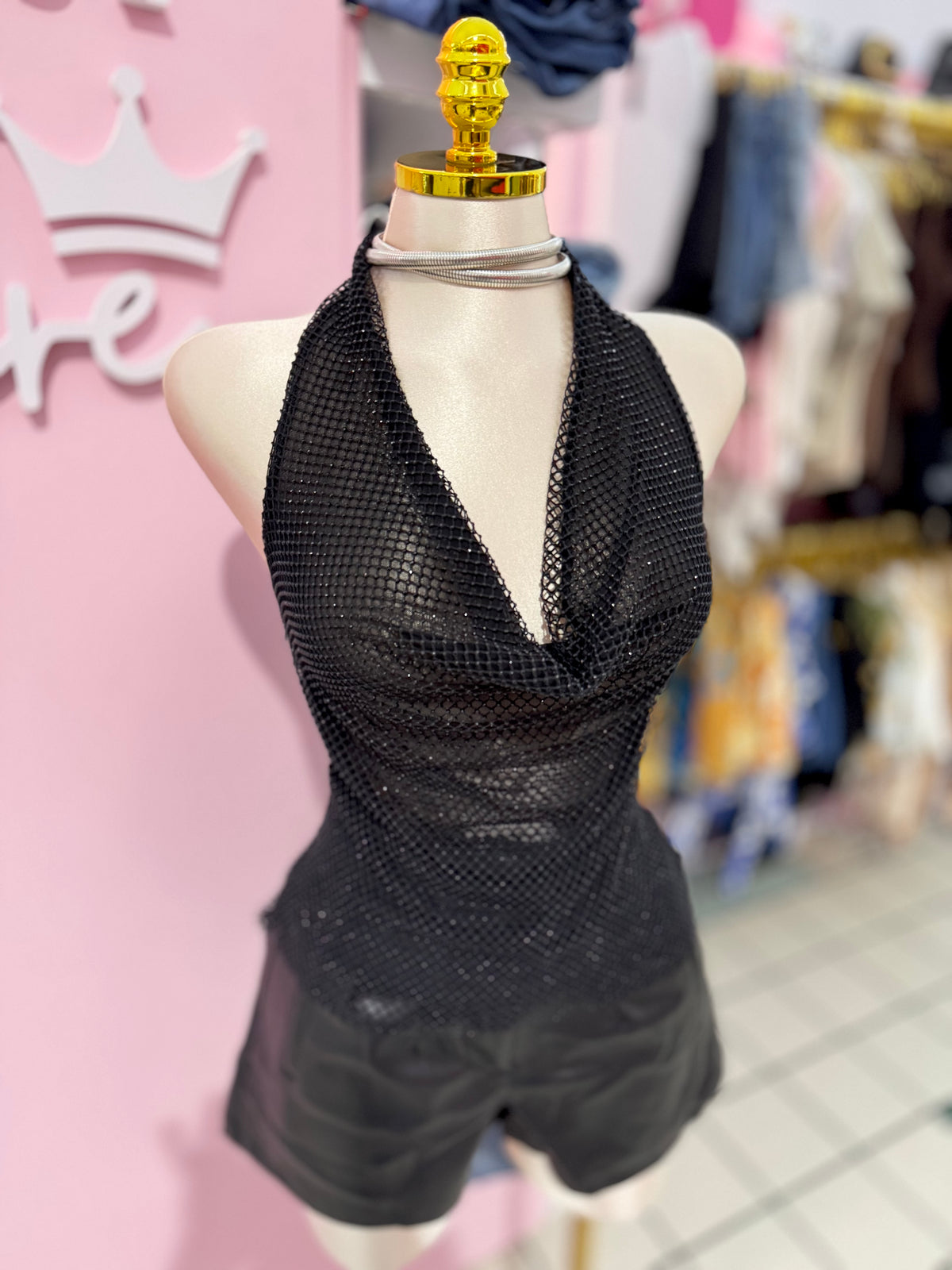 Midnight Sparkle Halter Top
