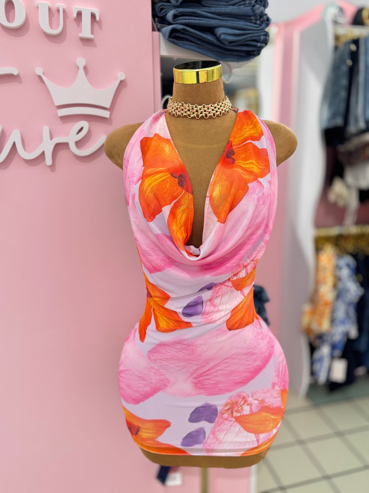Floral Halter Mini Dress