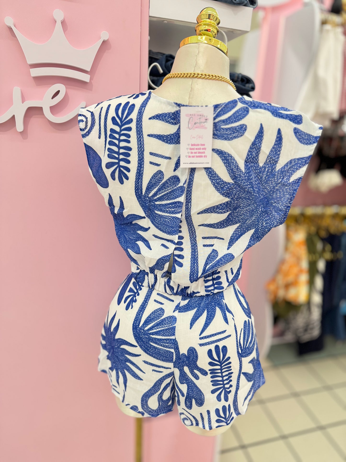 Blue Escape Belted Short Set