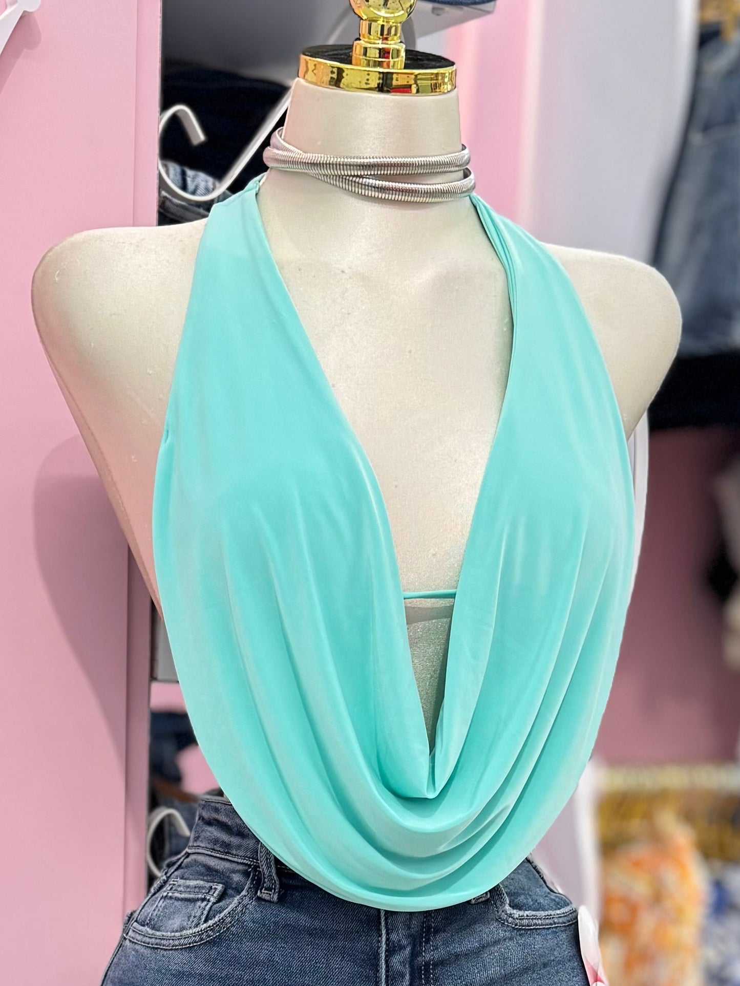 Draped Halter Top – Mint