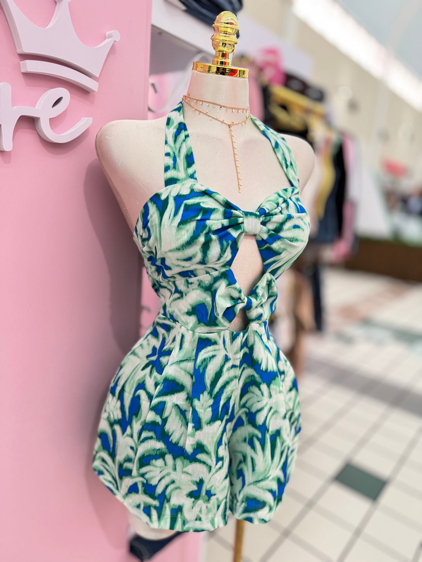 Tropical Cutout Romper
