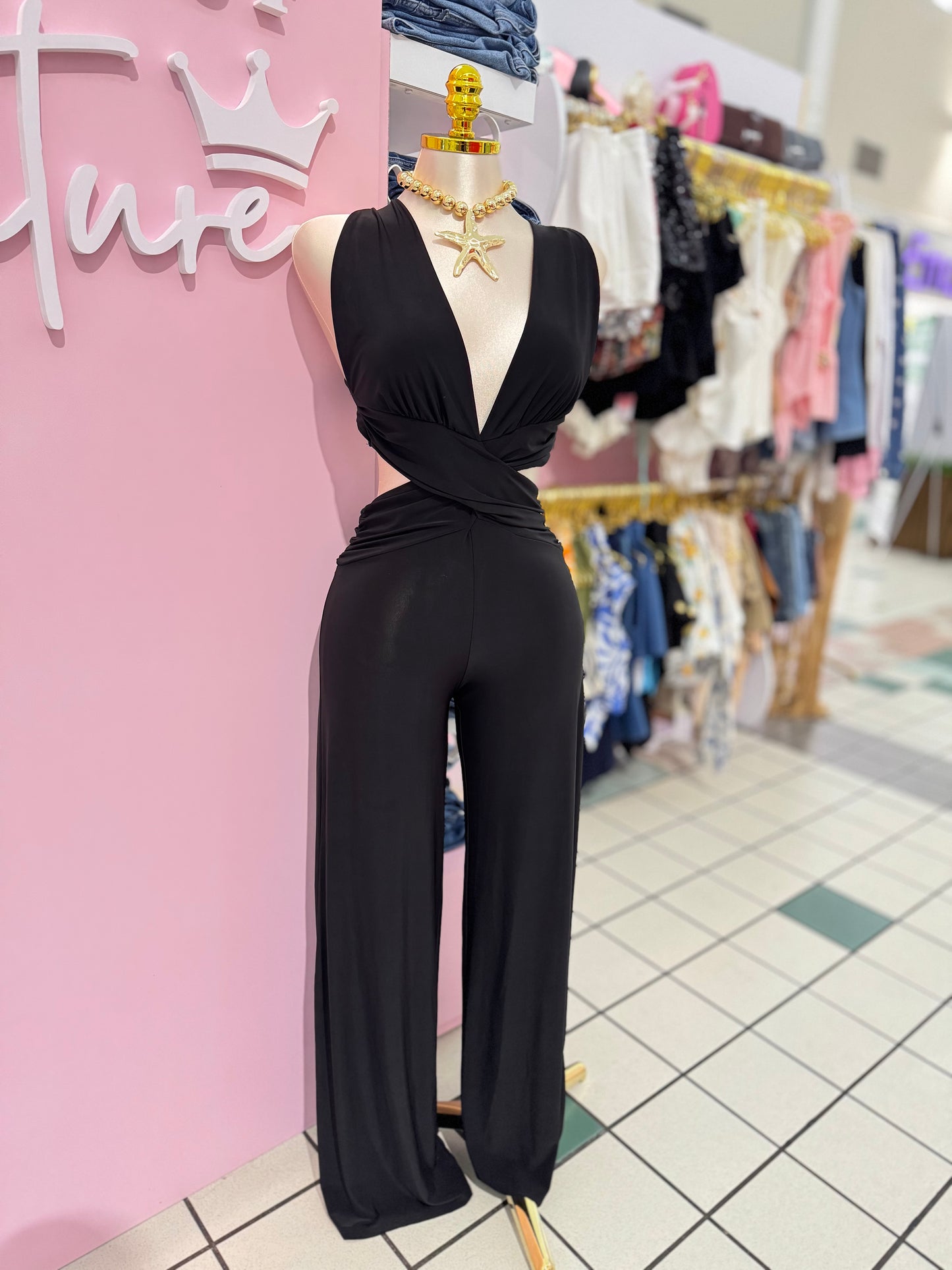 Cross Back Wide Leg Jumpsuit
