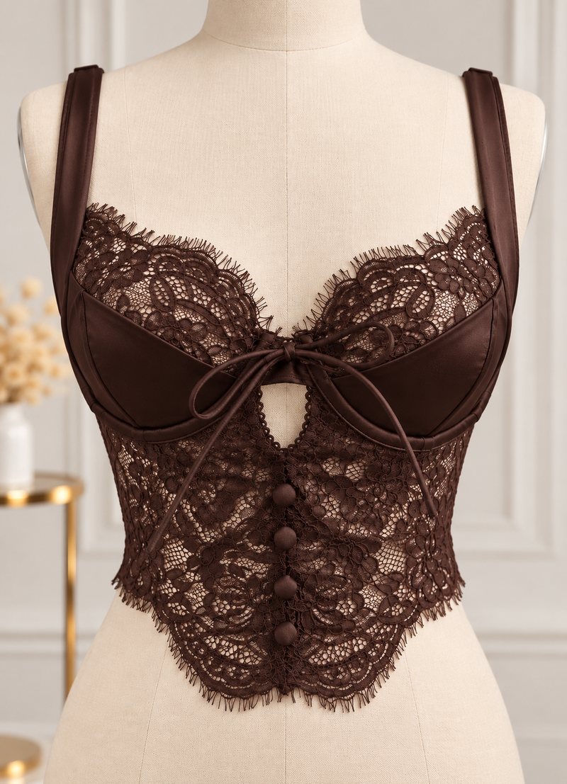 Chocolate Lace Corset Top