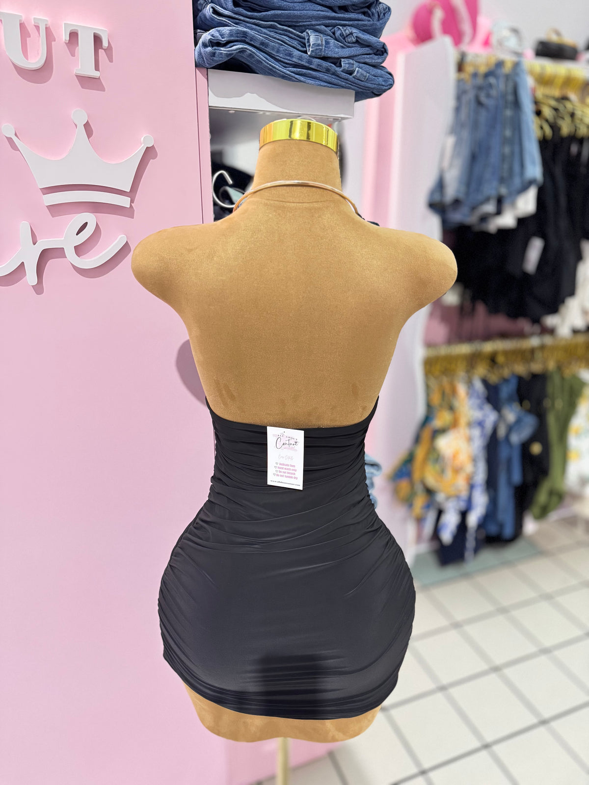 Golden Touch Mini Dress – Black