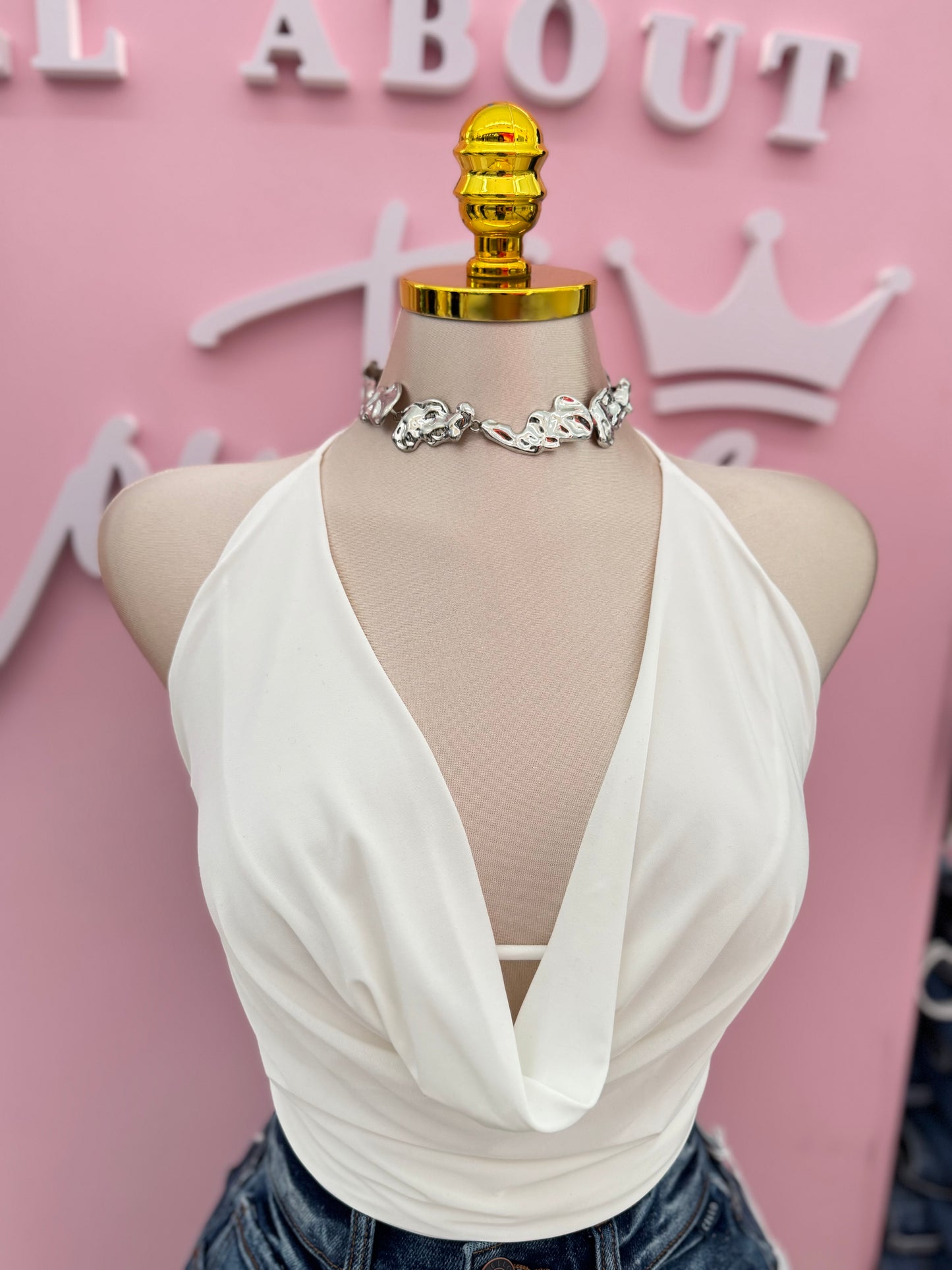 Elegant Drape Halter Top