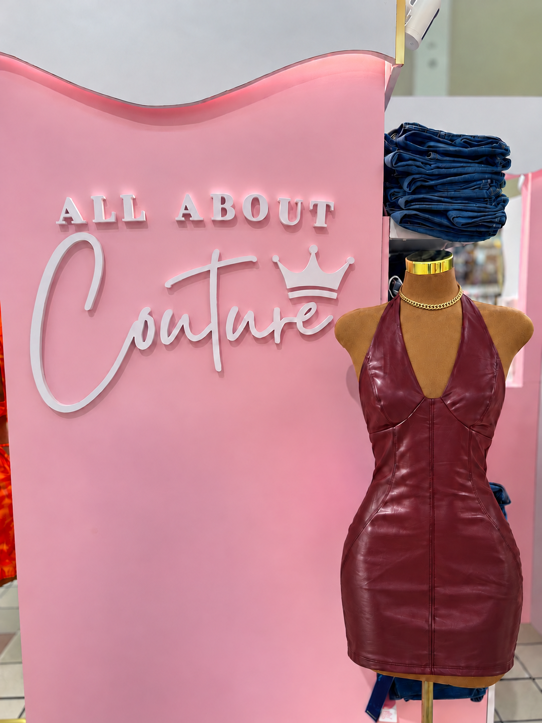 Burgundy Affair Leather Mini Dress