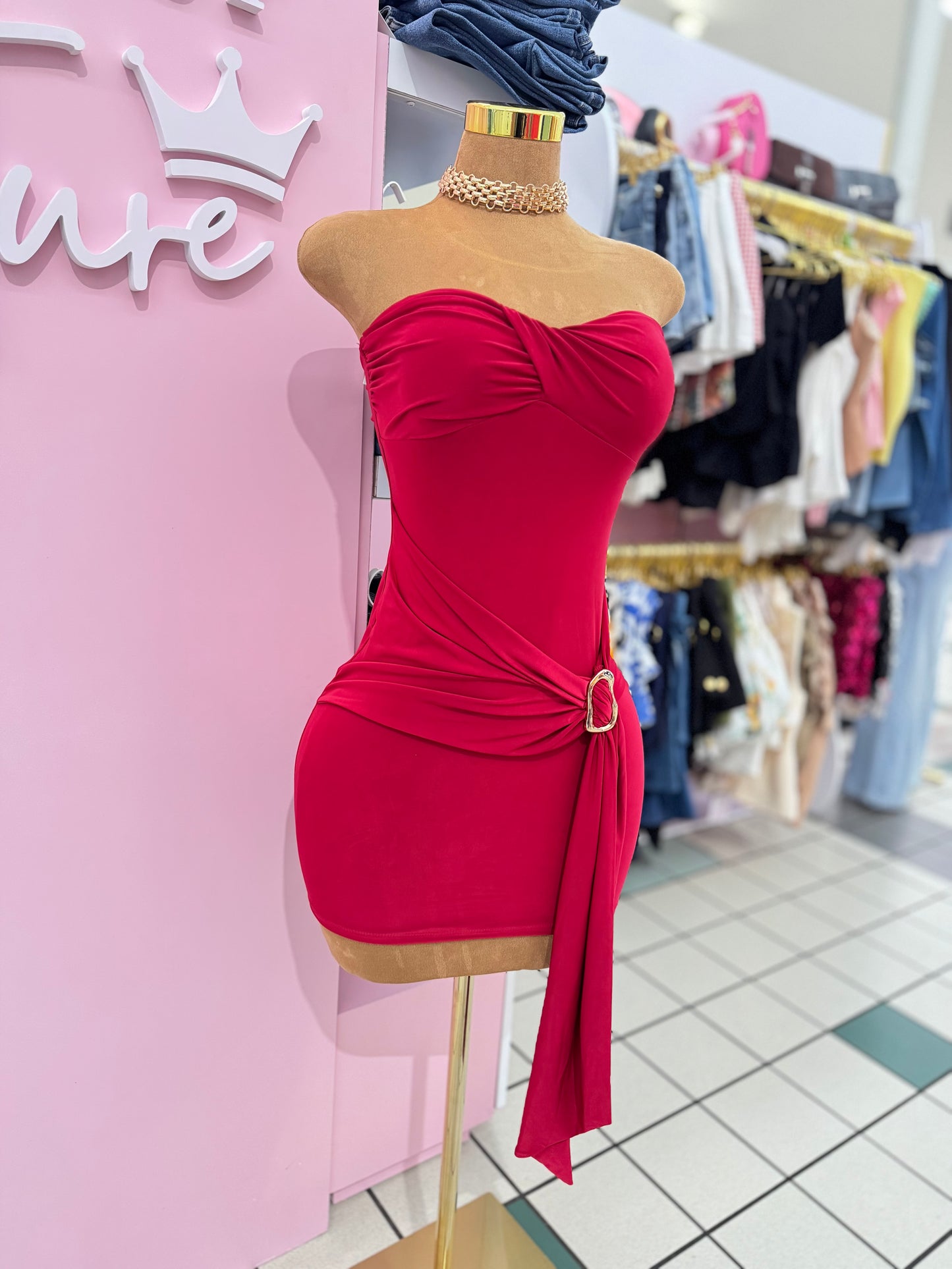Ruby Elegance Mini Dress