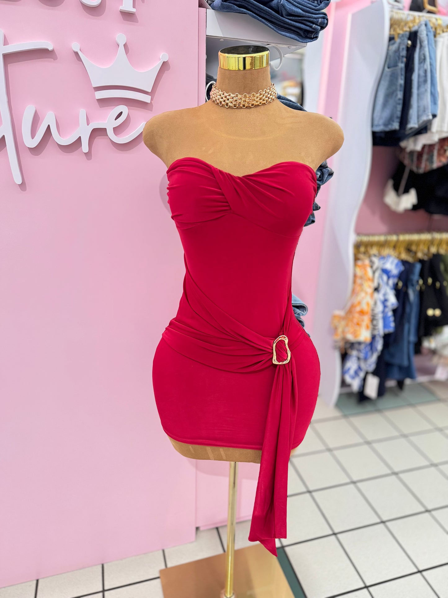 Ruby Elegance Mini Dress