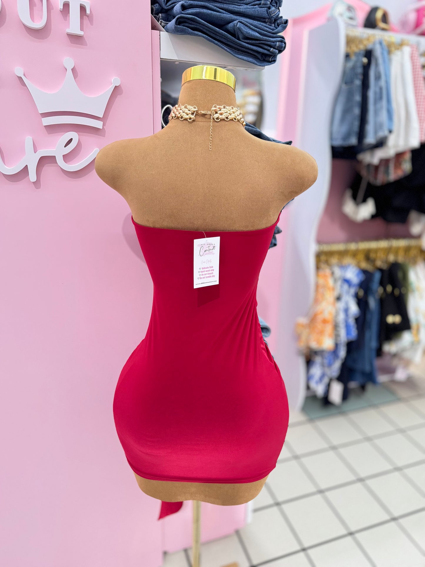 Ruby Elegance Mini Dress