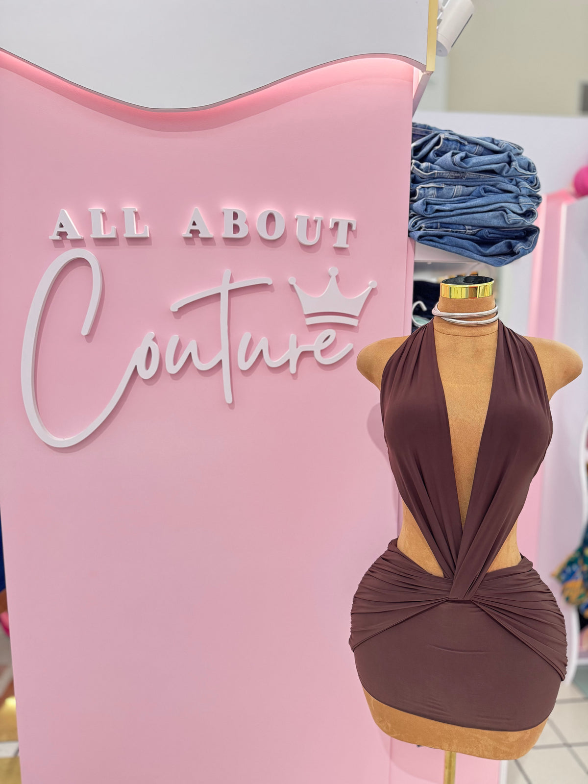 Brown cutout mini dress