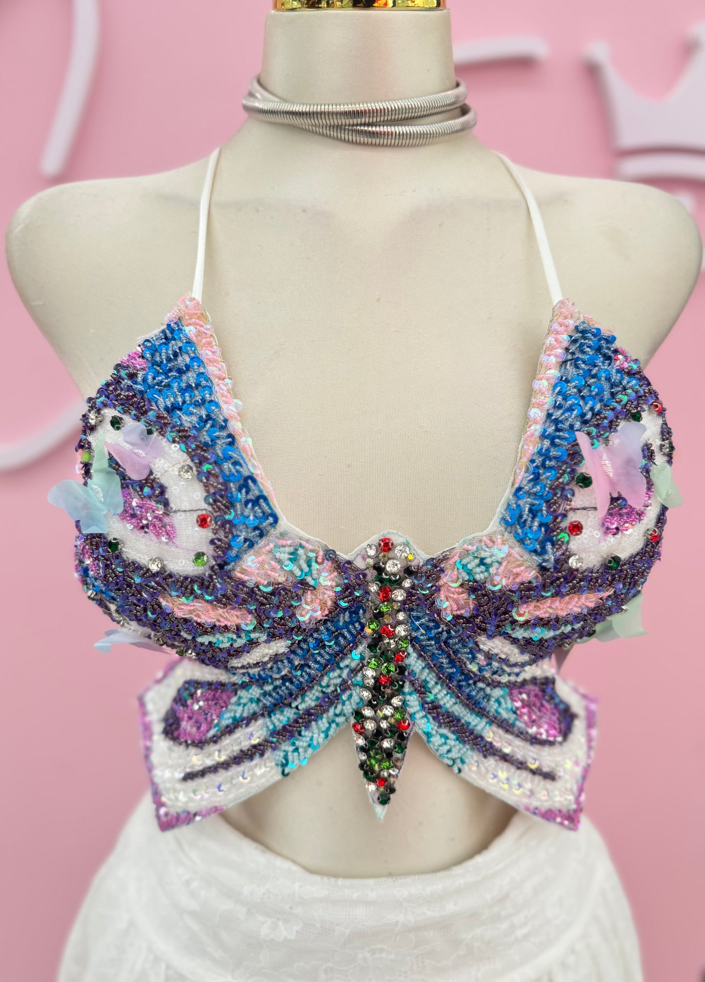 Butterfly Embellished Crop Top