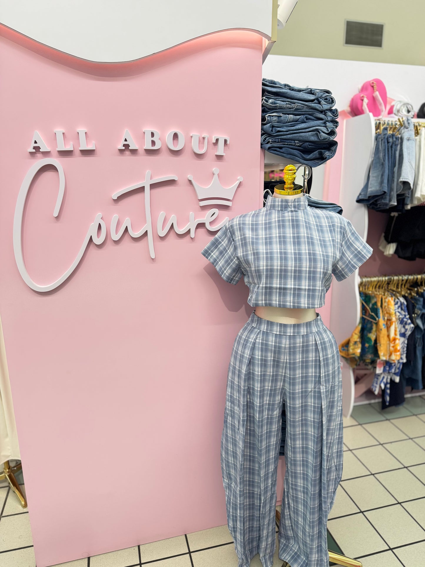 Blue Hour Plaid Set