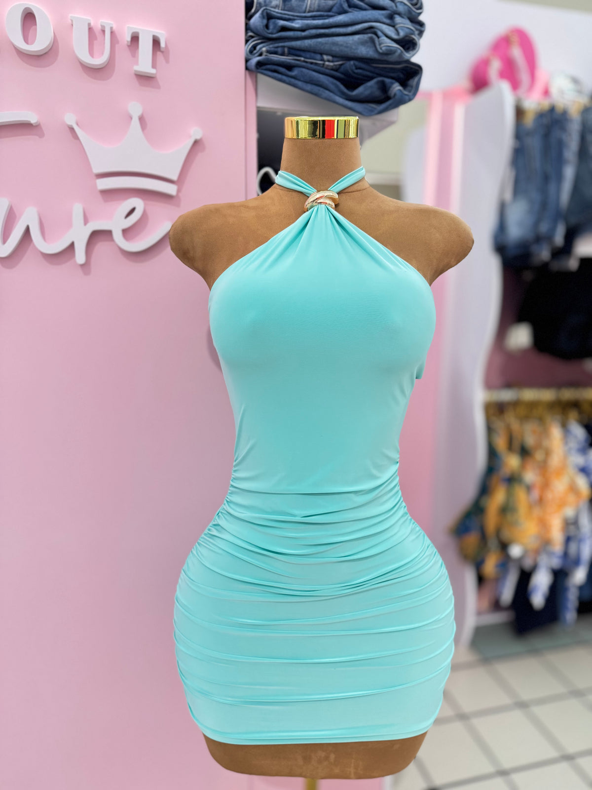 Aqua Mini Dress