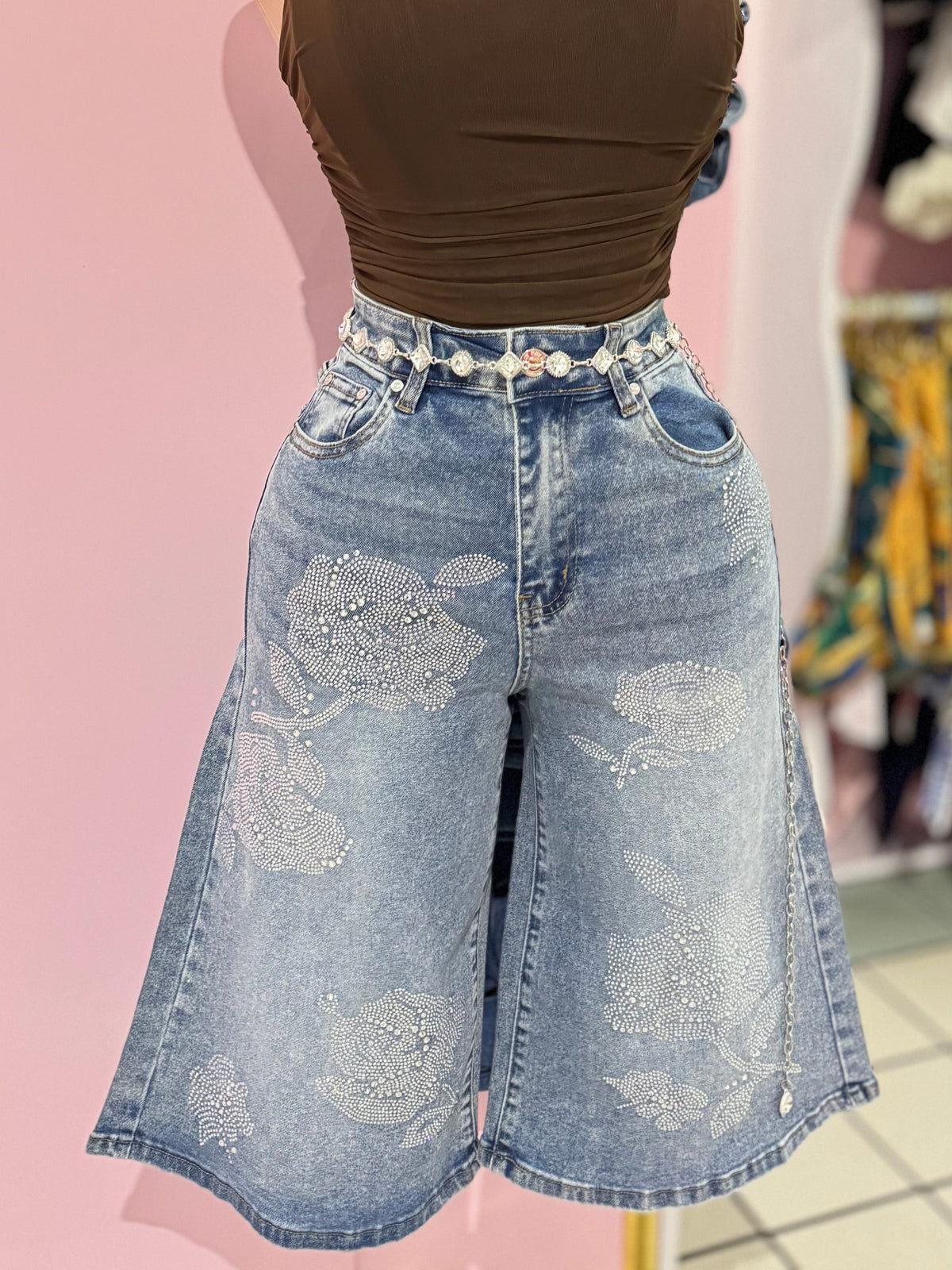 Crystal Rose Bermuda Jeans