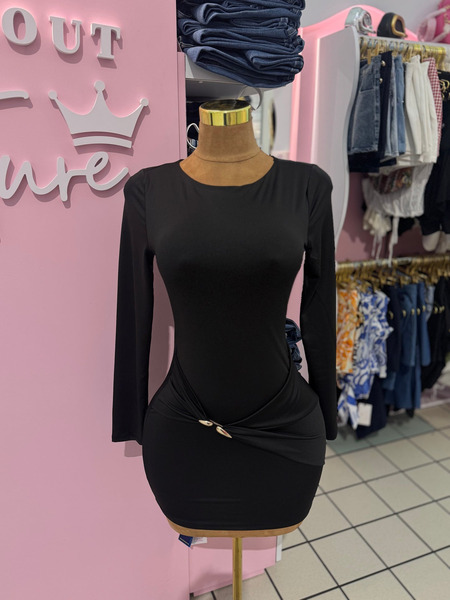 Black Open Back Mini Dress