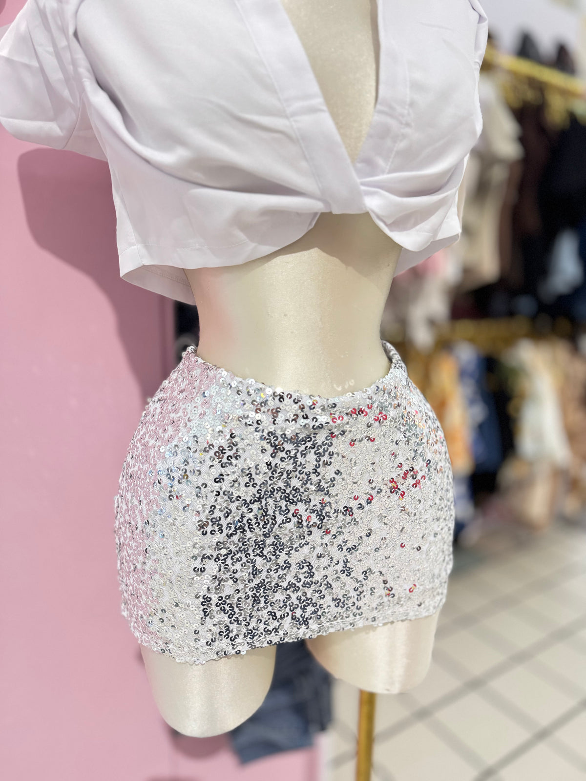 Silver Sparkle Skort