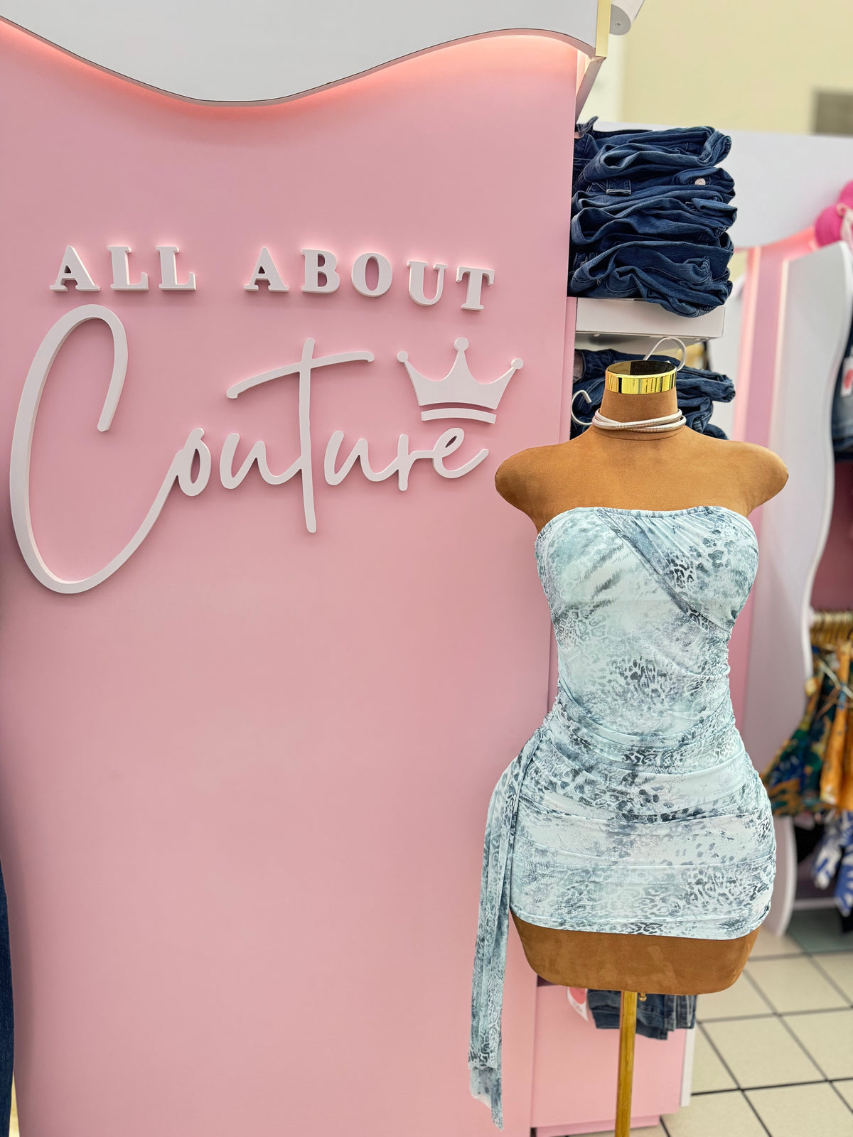 Wild Mist Strapless Mini Dress