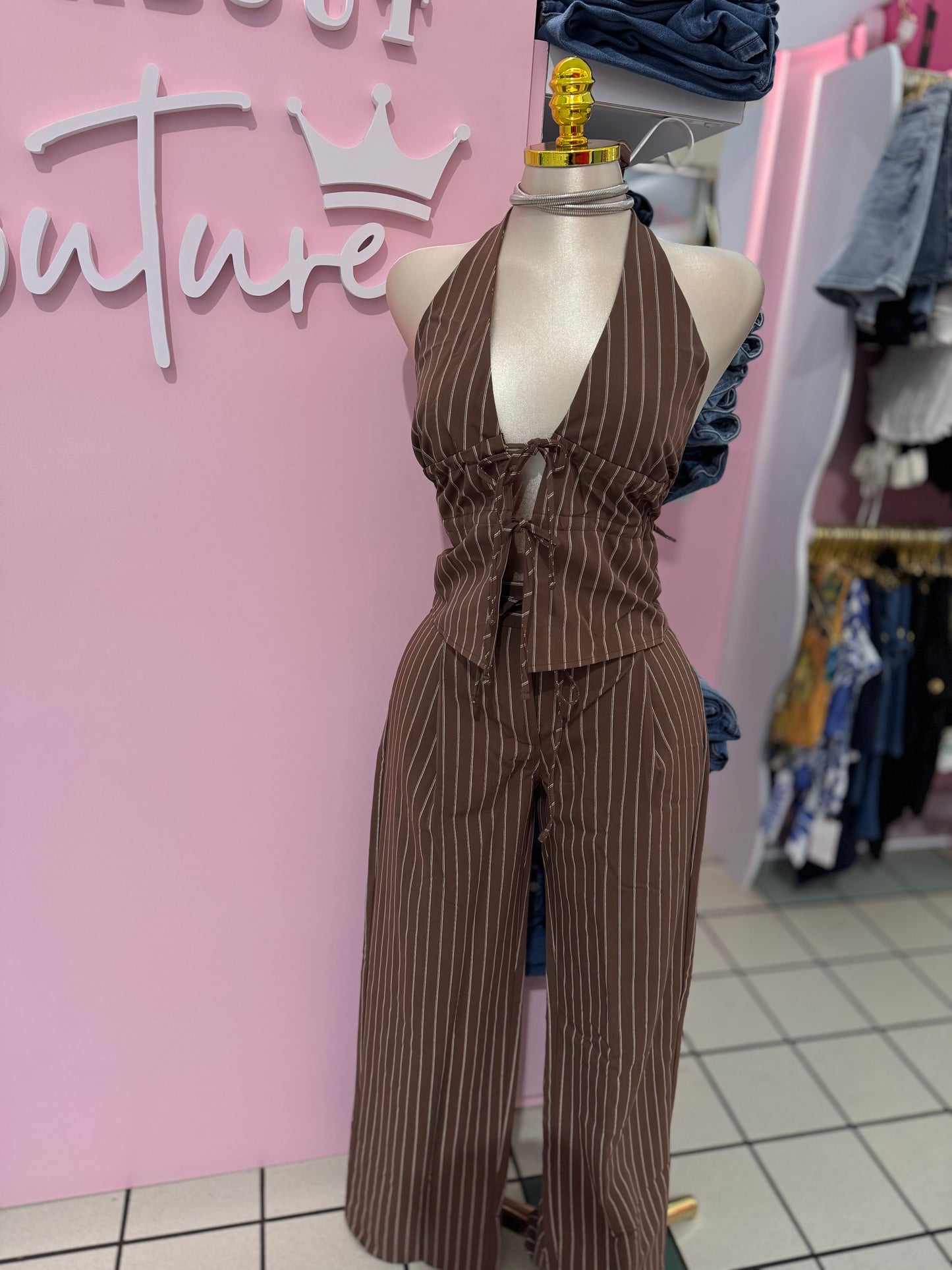 Espresso Pinstripe Set