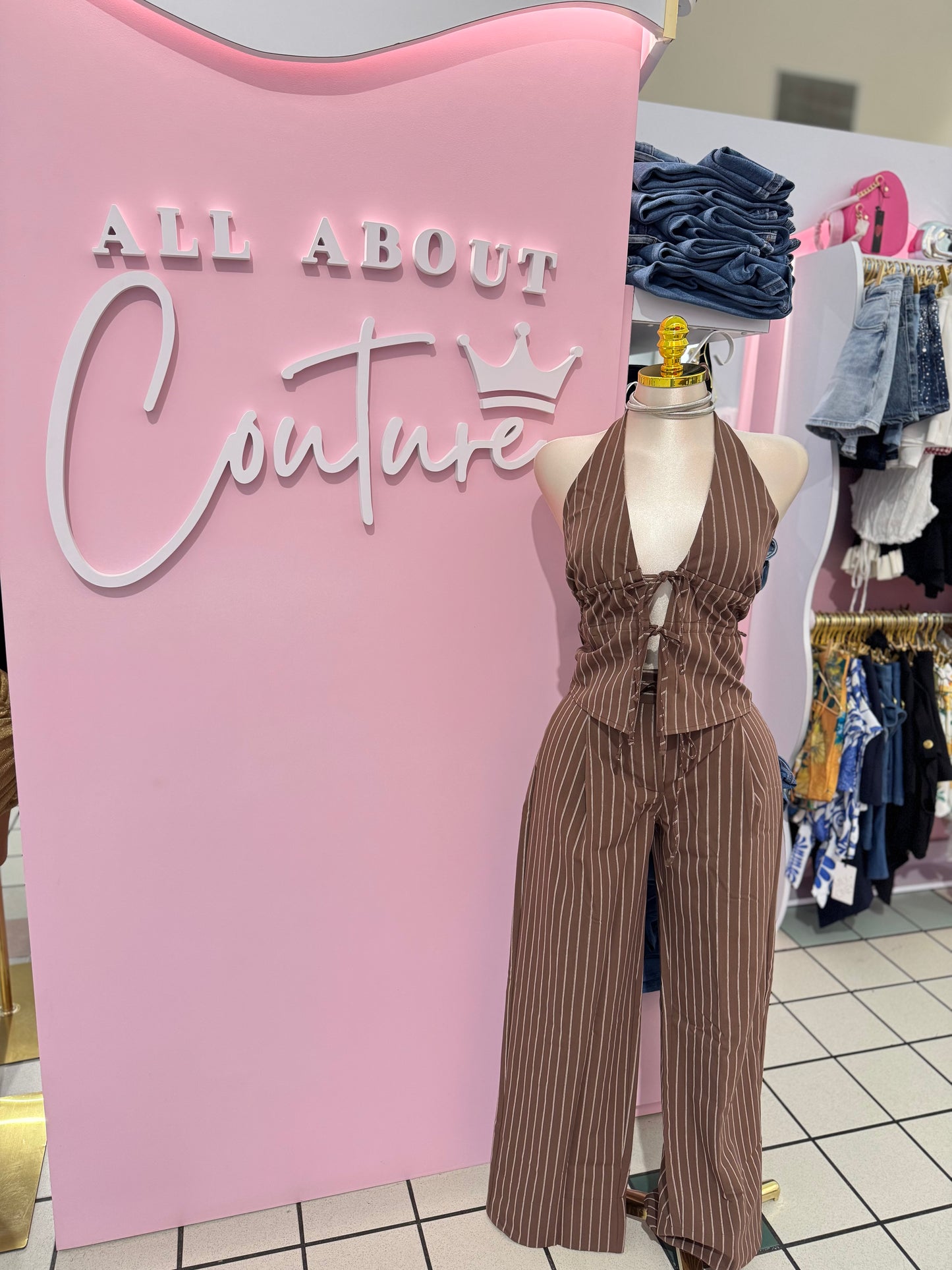 Espresso Pinstripe Set