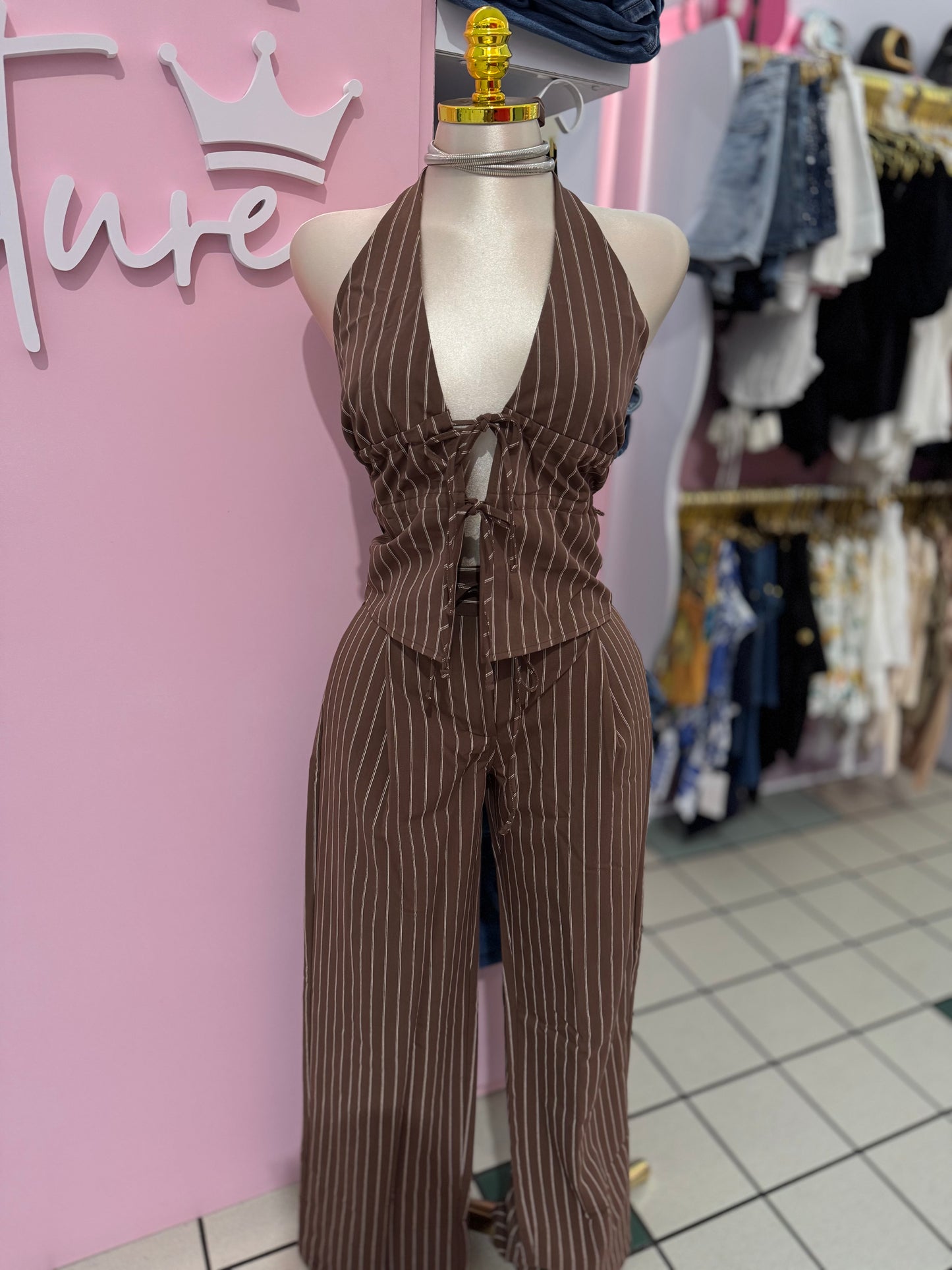 Espresso Pinstripe Set