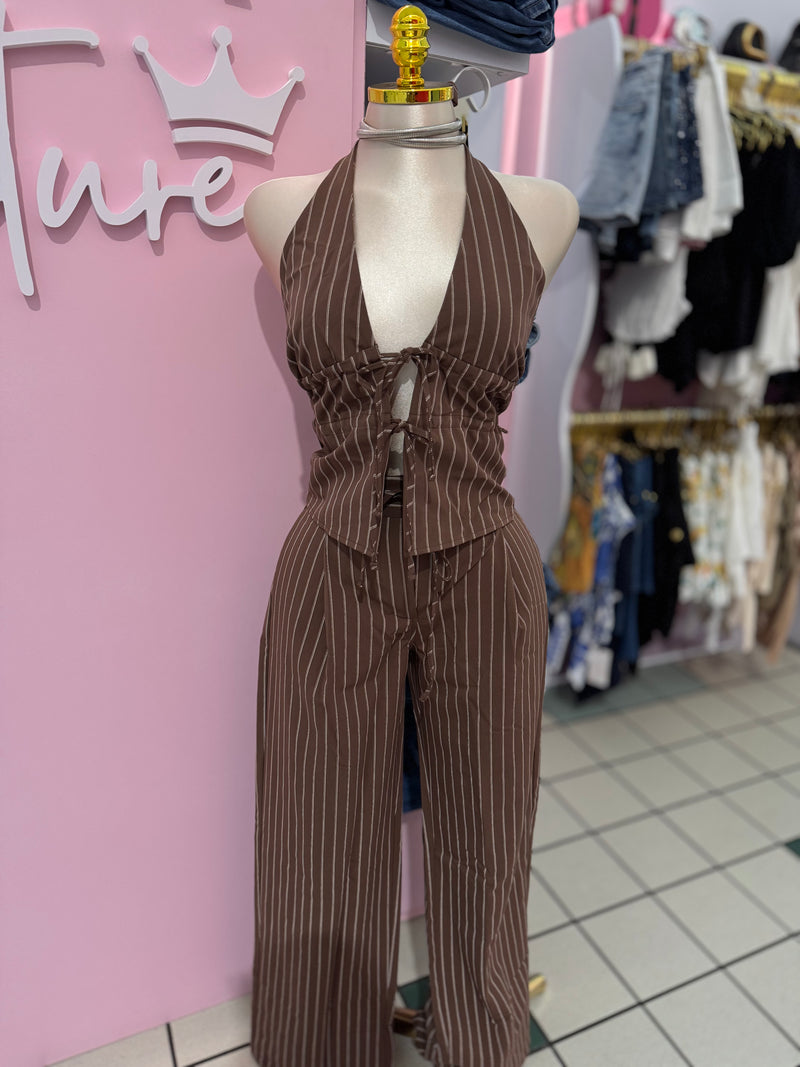 Espresso Pinstripe Set
