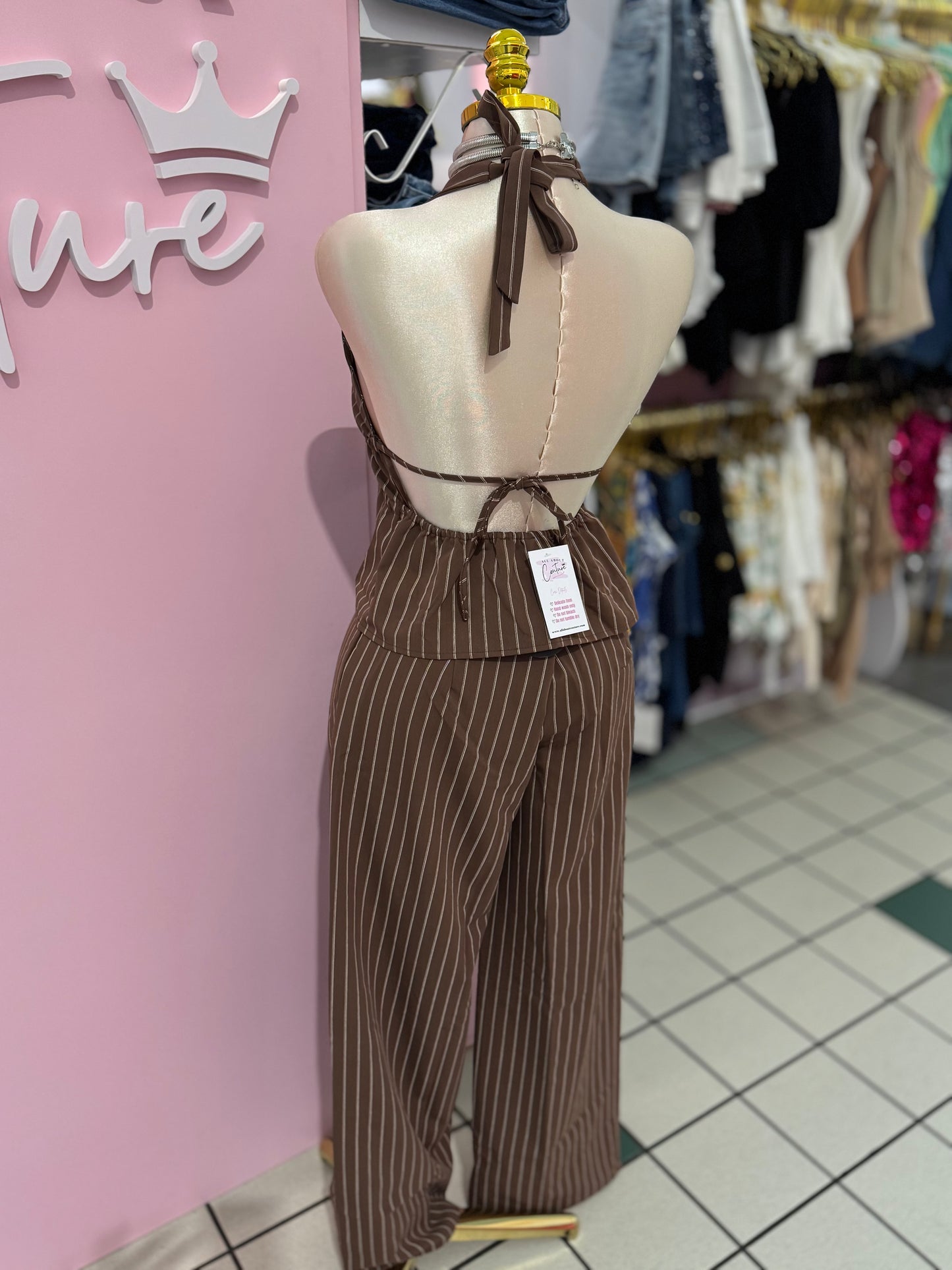 Espresso Pinstripe Set